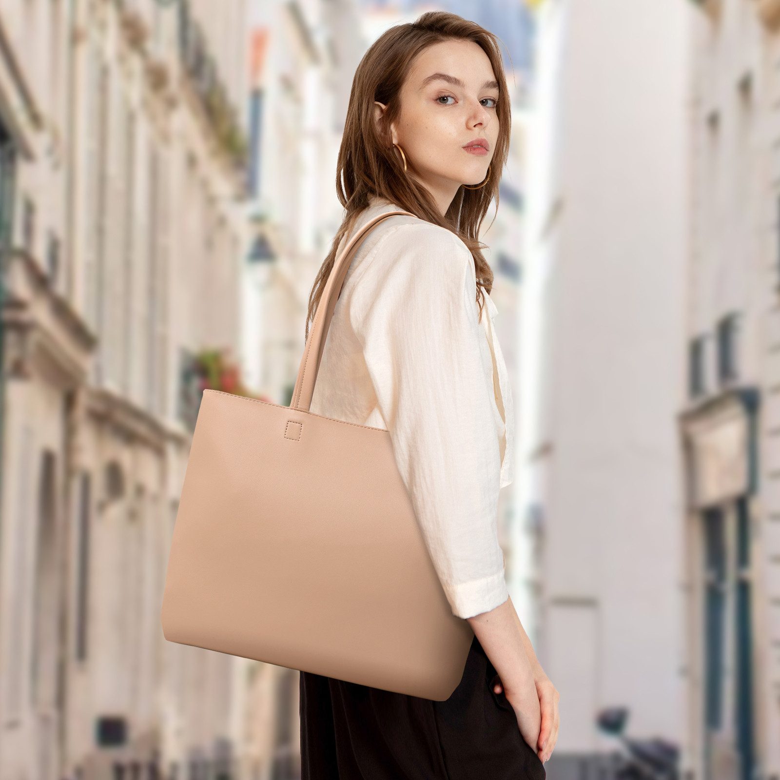 TAN.TOMI Shopper Damen Henkeltaschen Groß Handtasche Mit Einer Kosmetiktasche (2-tlg., Henkeltasche 2PCS Set Einfach Tote Bag), Handtaschen Damen Groß PVC Umhängetasche