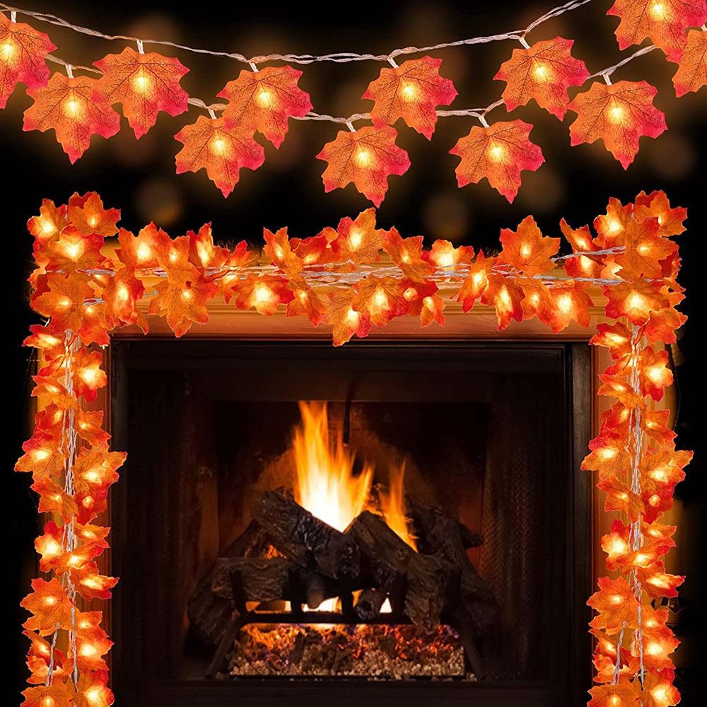 Lapamax LED-Lichterkette Herbst Lichterkette Batterie mit Ahornblättern, 1,5–6M, Halloween Deko, 2 Modi, für Halloween Theme Erntedankfest Weihnachtsfeiern – Bild 5 von 5