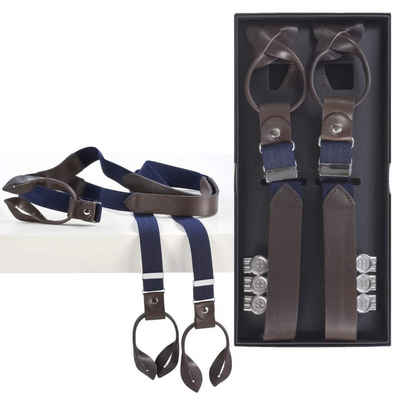 LLOYD Men’s Belts Hosenträger »Casuals« Holländer, mit Hosenclips, 25mm Bandbreite, für Herren, dunkelblau mit braunen Lederparts