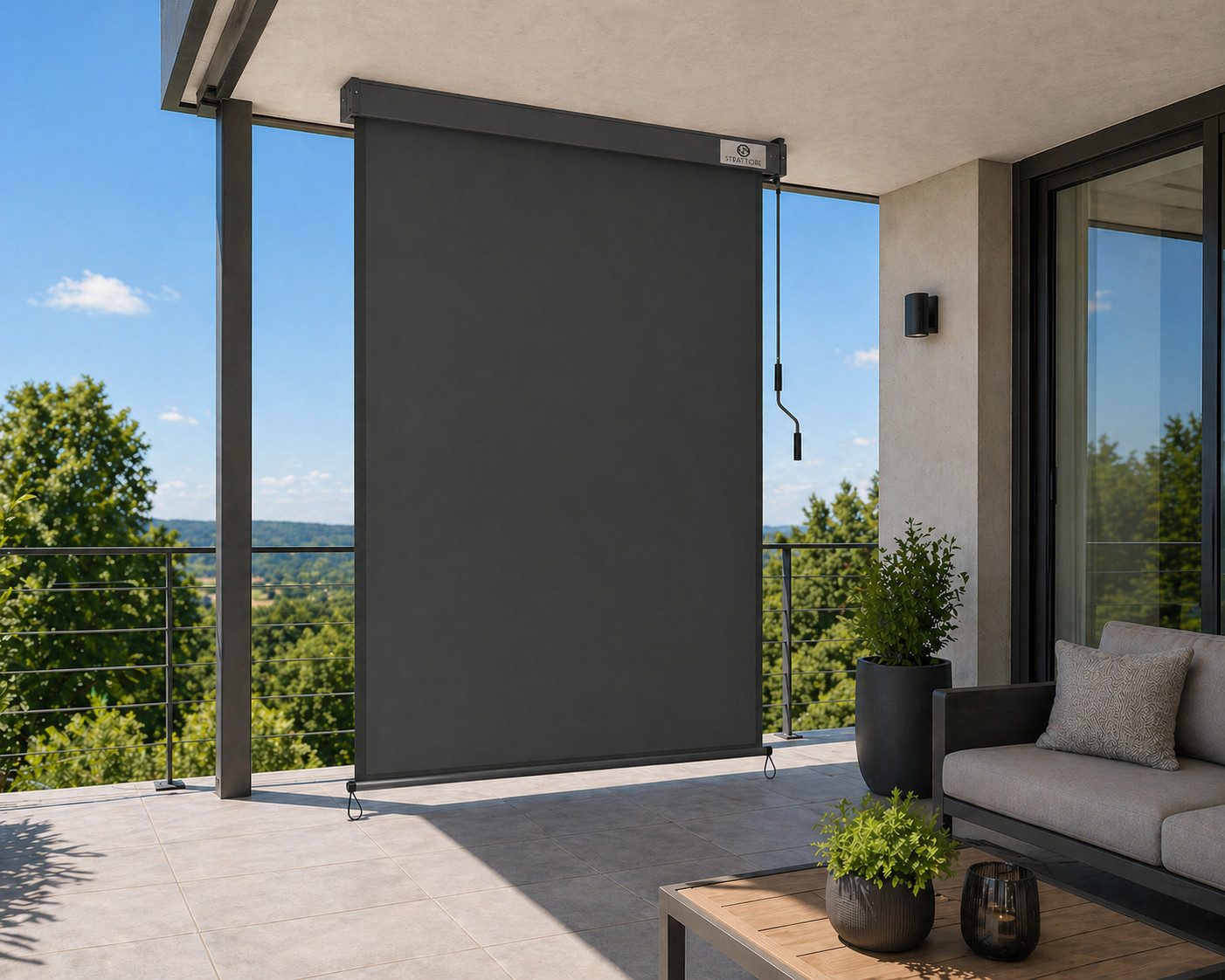 Strattore Balkonsichtschutz Ausziehbare Senkrechtmarkise Markise 120 x 250 cm - Anthrazit