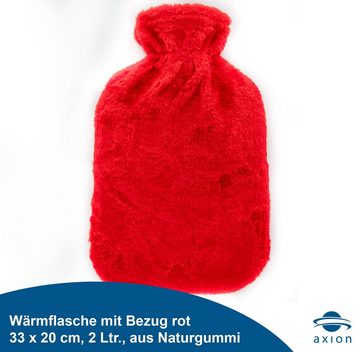 Axion Wärmflasche mit Bezug, Farbe rot, 33 x 20 cm, Plüsch, ca. 2 Ltr., 100% Naturgummi