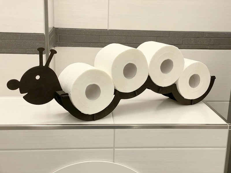DanDiBo Toilettenpapierhalter Toilettenpapierhalter Holz Schwarz Raupe Klopapierhalter Wand WC Rollenhalter Ersatzrollenhalter
