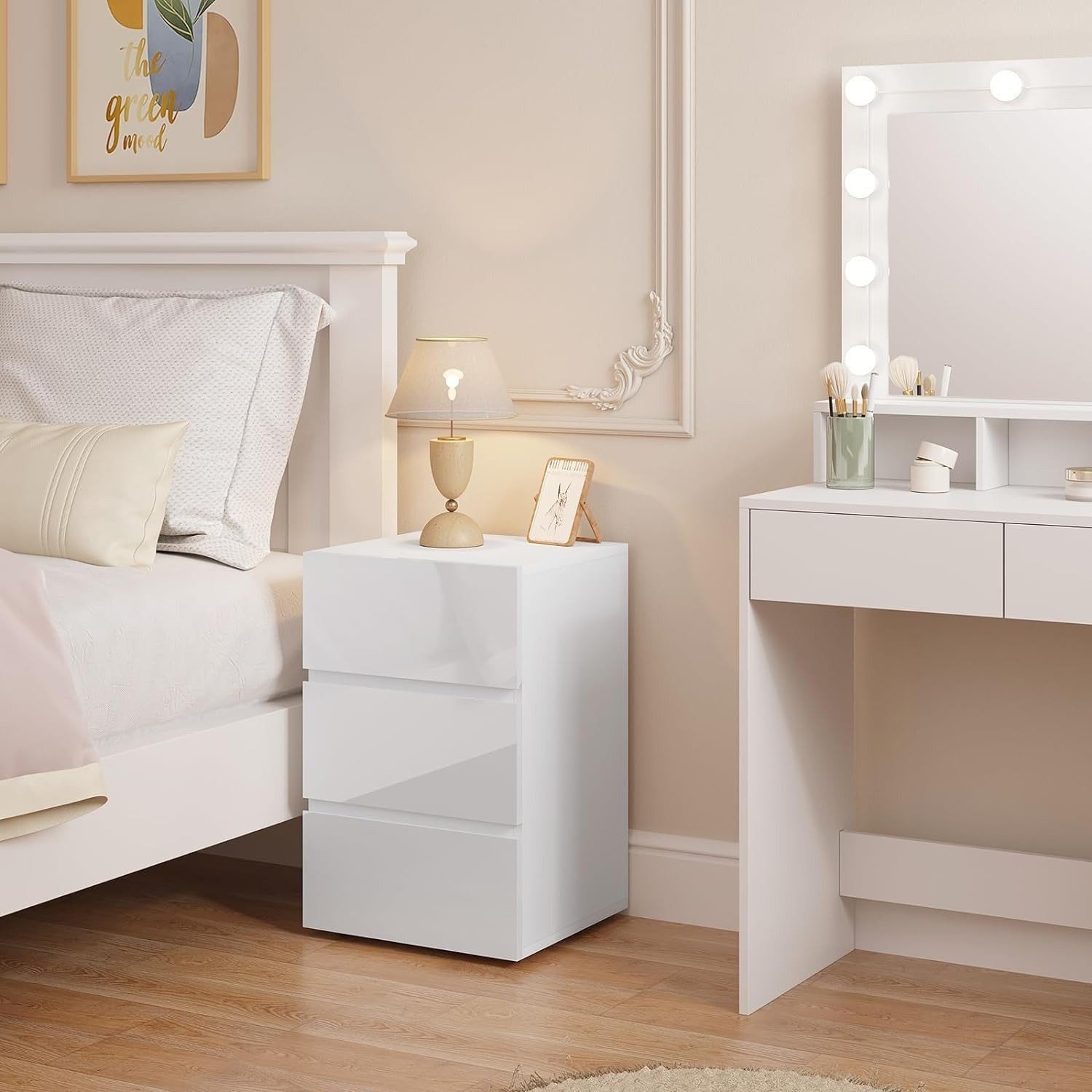 EUGAD Nachttisch (2-St), mit 3 Schubladen in Hochglanz,40x35x62cm günstig online kaufen