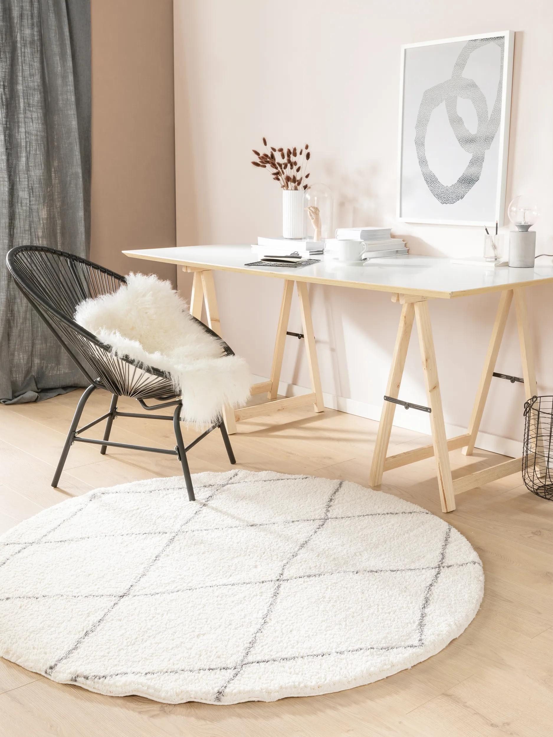 benuta Hochflor-Teppich Benno, rund, Höhe: 21 mm, Teppich Wohnzimmer, Schlafzimmer, Esszimmer, Flur, Kunstfaser, Cozy