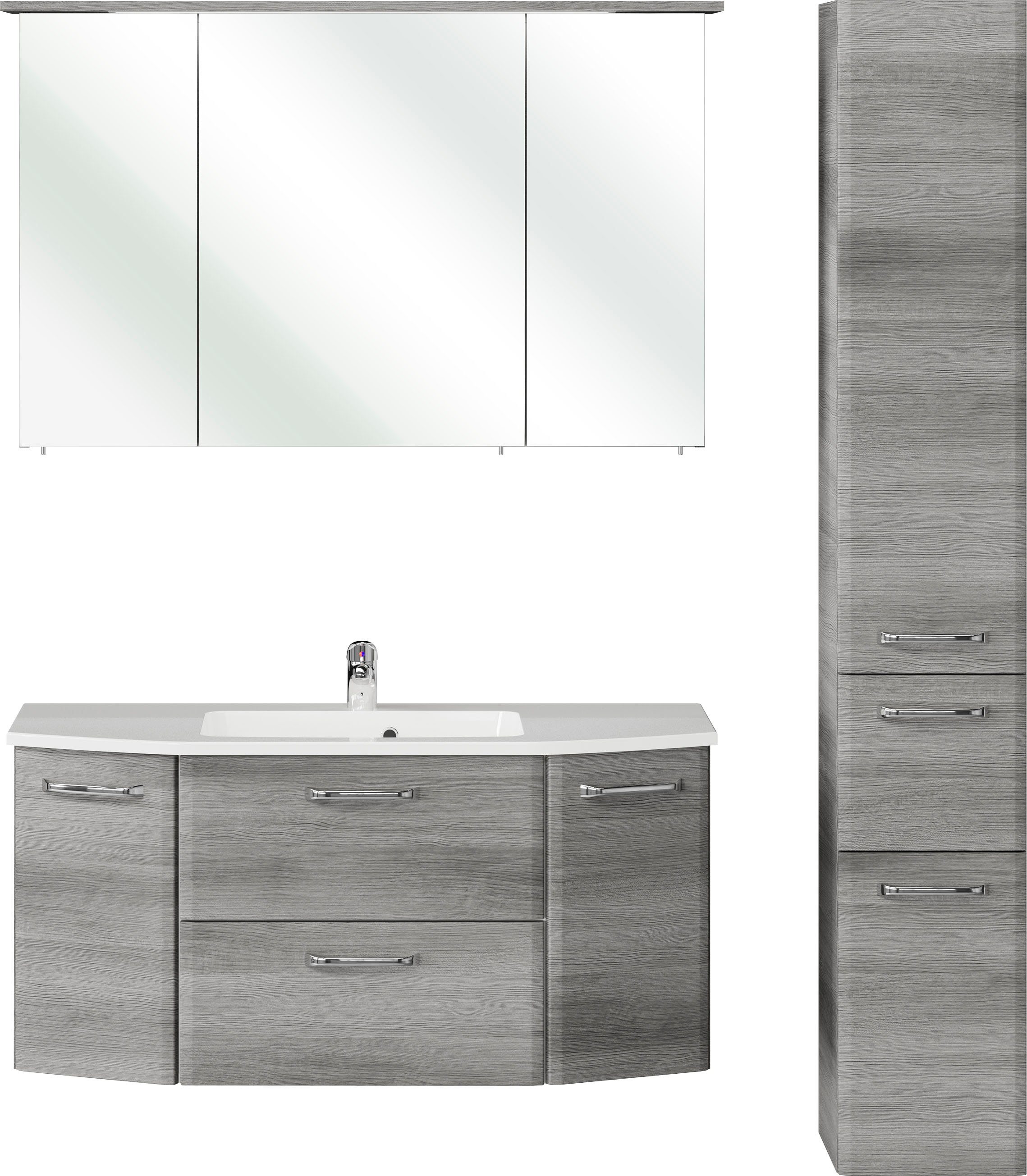 Saphir Badmöbel-Set Quickset 3-teilig, Mineralmarmor-Waschtisch und LED-Spi günstig online kaufen