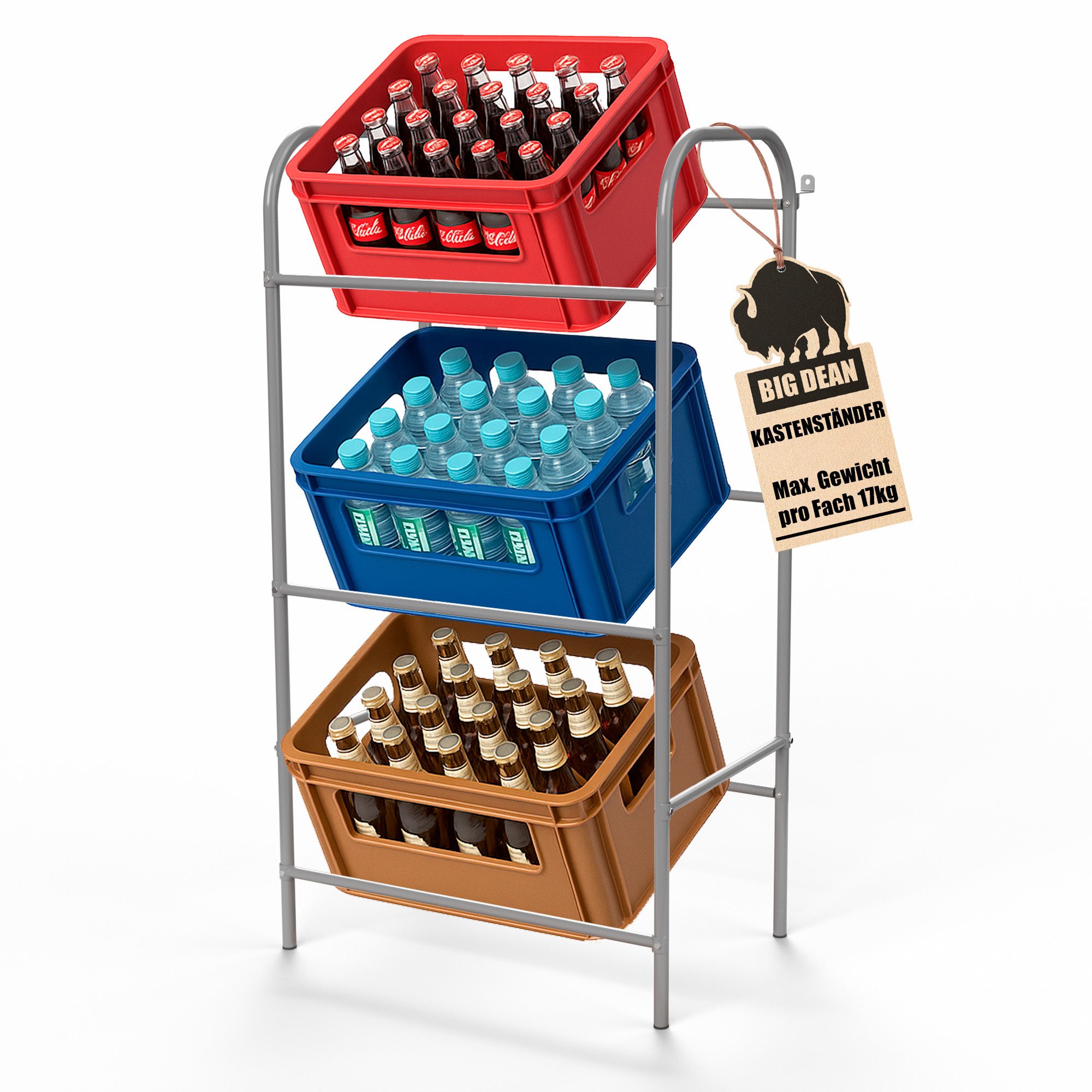 BigDean Flaschenregal Getränkekistenregal aus stabilem Metall Kistenregal
