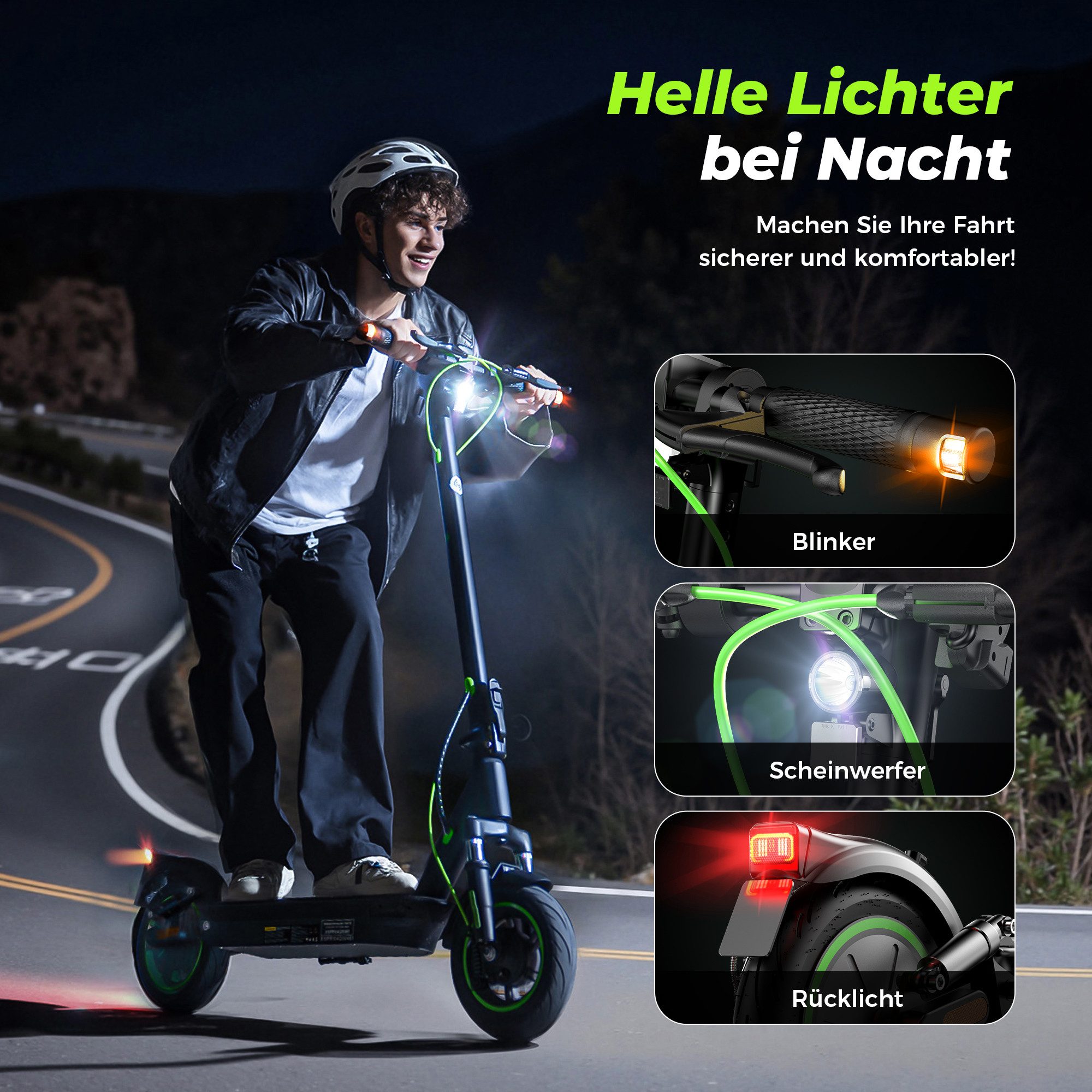 iSinwheel E-Scooter mit Straßenzulassung (ABE),Klappbarer Elektroroller mit APP, 60KM Reichweite,Duales Bremssystem, Belastung bis 120kg MAX 500W