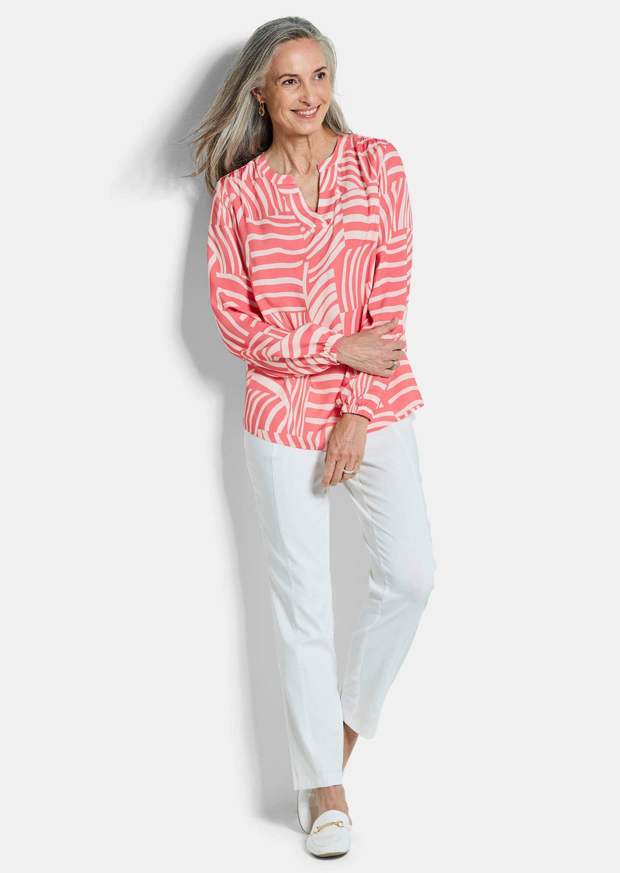 GOLDNER Schlupfbluse Grafische Viskosebluse mit Schlitz Viskosebluse mit Ru günstig online kaufen