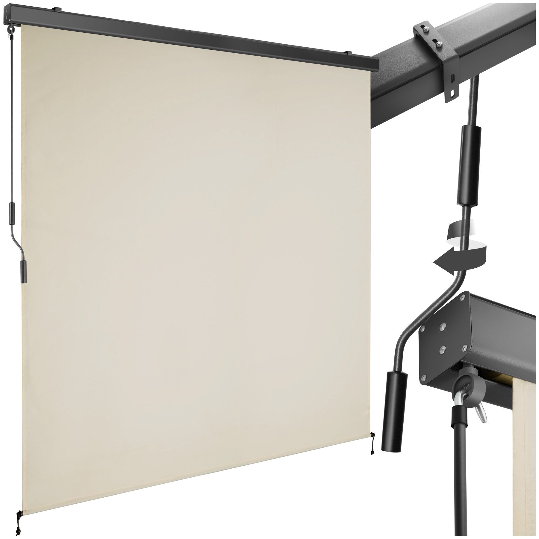 tectake Seitenarmmarkise Senkrechtmarkise Eloise mit 2 Wandhaltern, inkl. Wandhaltern UV-beständig und wasserabweisend