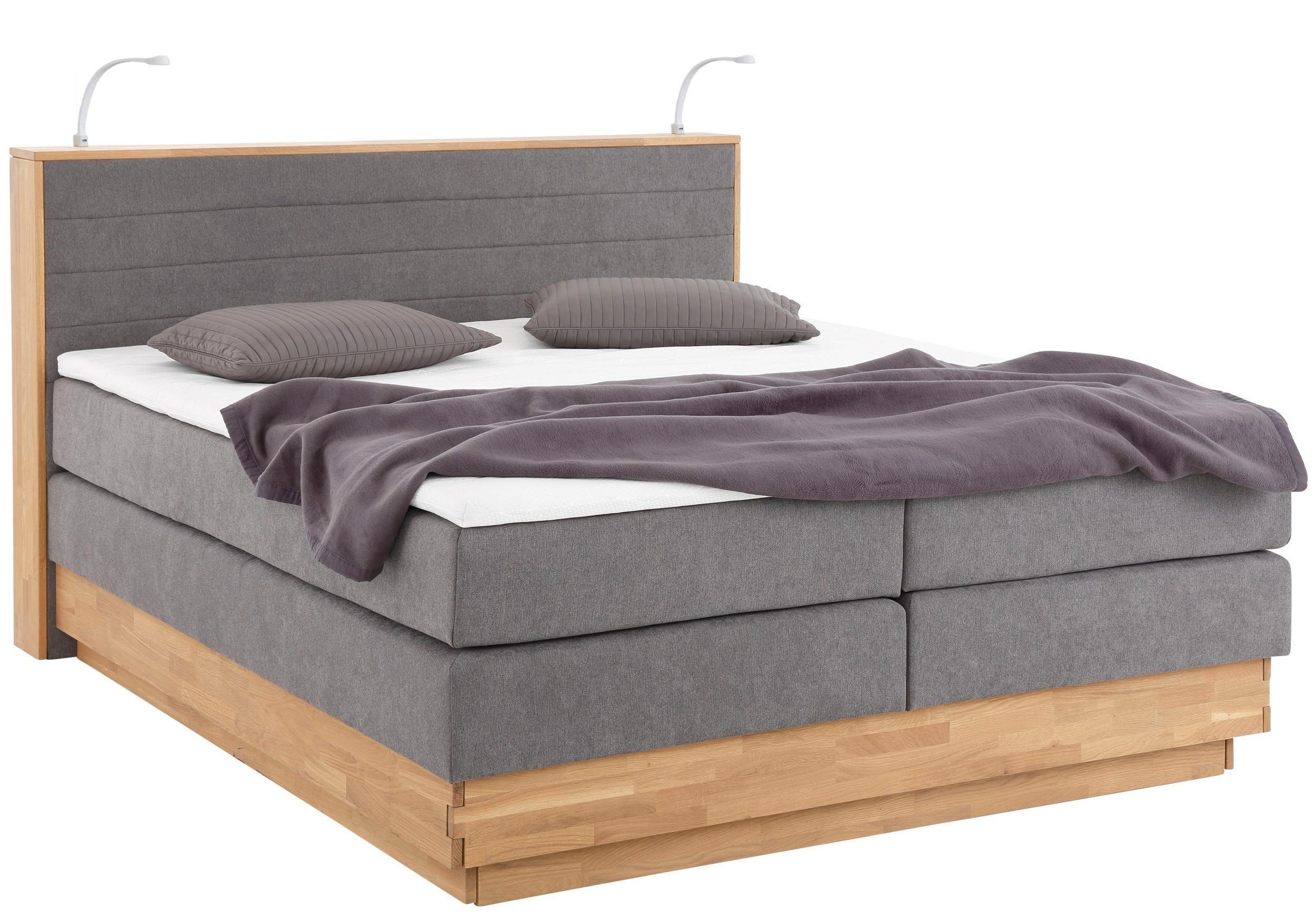 Home affaire Boxspringbett Cavan, Eiche, inkl. Bettkasten & Topper, verschiedene Härtegrade (auch H4)