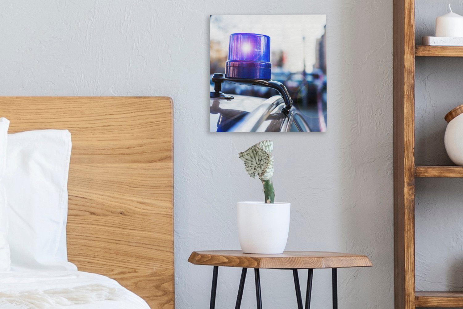 Leinwand für OneMillionCanvasses® Leinwandbild (1 einem St), Blinklicht Zivilfahrzeug, Wohnzimmer Polizeiauto von einem Schlafzimmer Bilder zu