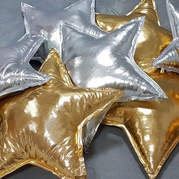 Babymajawelt Dekokissen Kuschelkissen Glanz Stern - Super Weich, Gold Silber, Made in EU, Hingucker, Besonders Weich und Strahlend