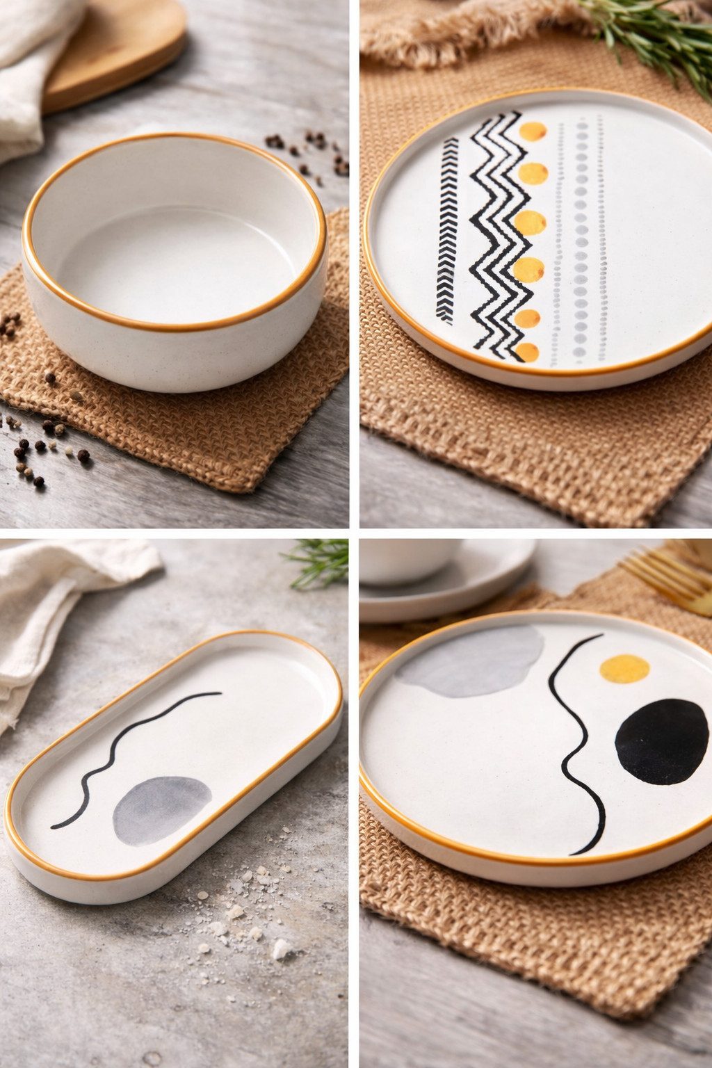 Hermia Concept Frühstücks-Geschirrset 6 Tellern, 2 Platten und 6 Schüsseln Dieses Set 100 % Keramik (14-tlg), 6 Personen, Keramik, Steinzeug, spülmaschinenfest  – Bild 2 von 4