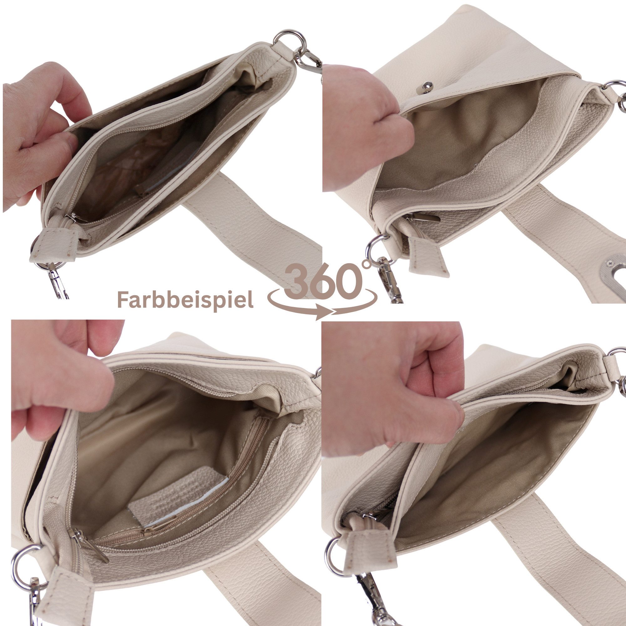 MIRROSI Umhängetasche Damen Crossbody Bag, Echtleder Made In Italy, (22x22x8cm) aus Wildleder – Bild 4 von 4