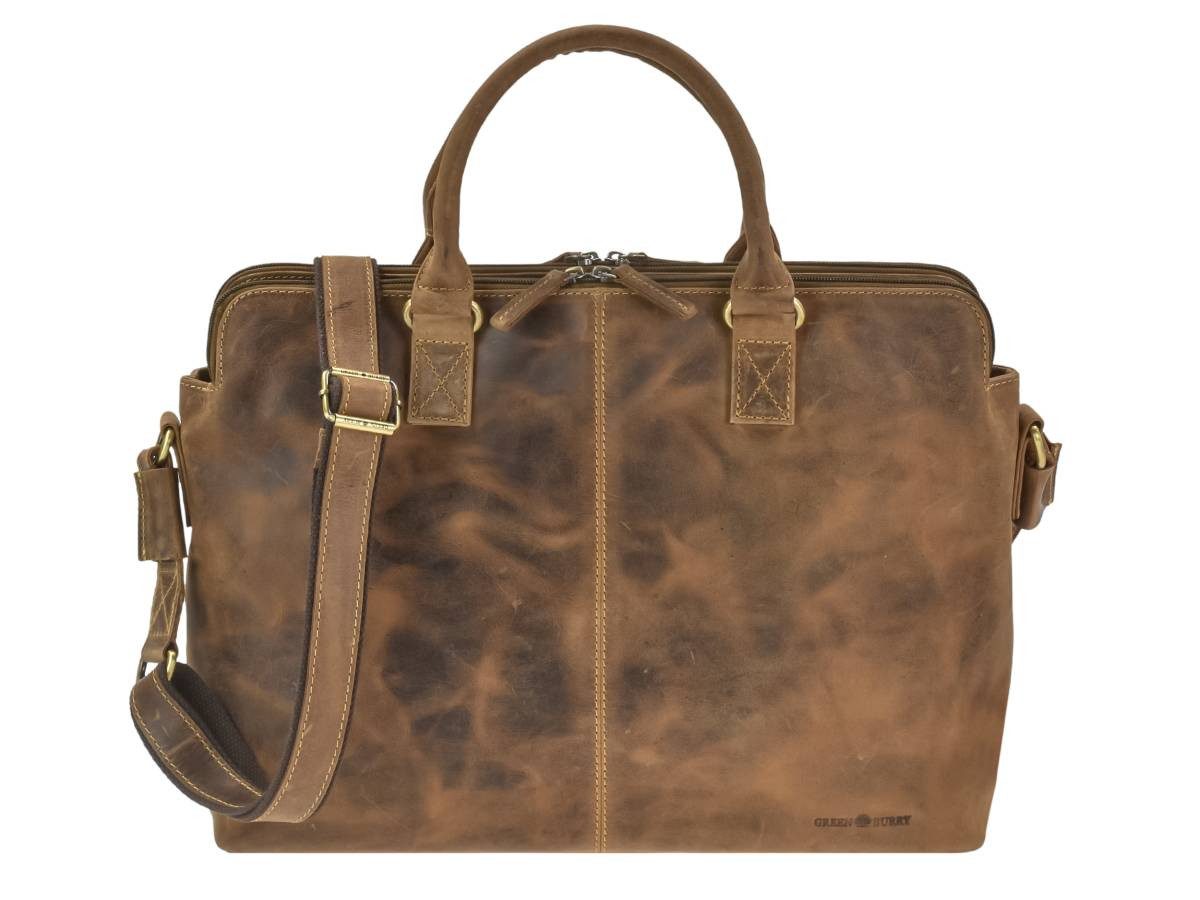 Greenburry Aktentasche "Vintage" Business Shopper 40x30cm antik braun, used Look, Businesstasche, für Herren, für Damen, antikbraun