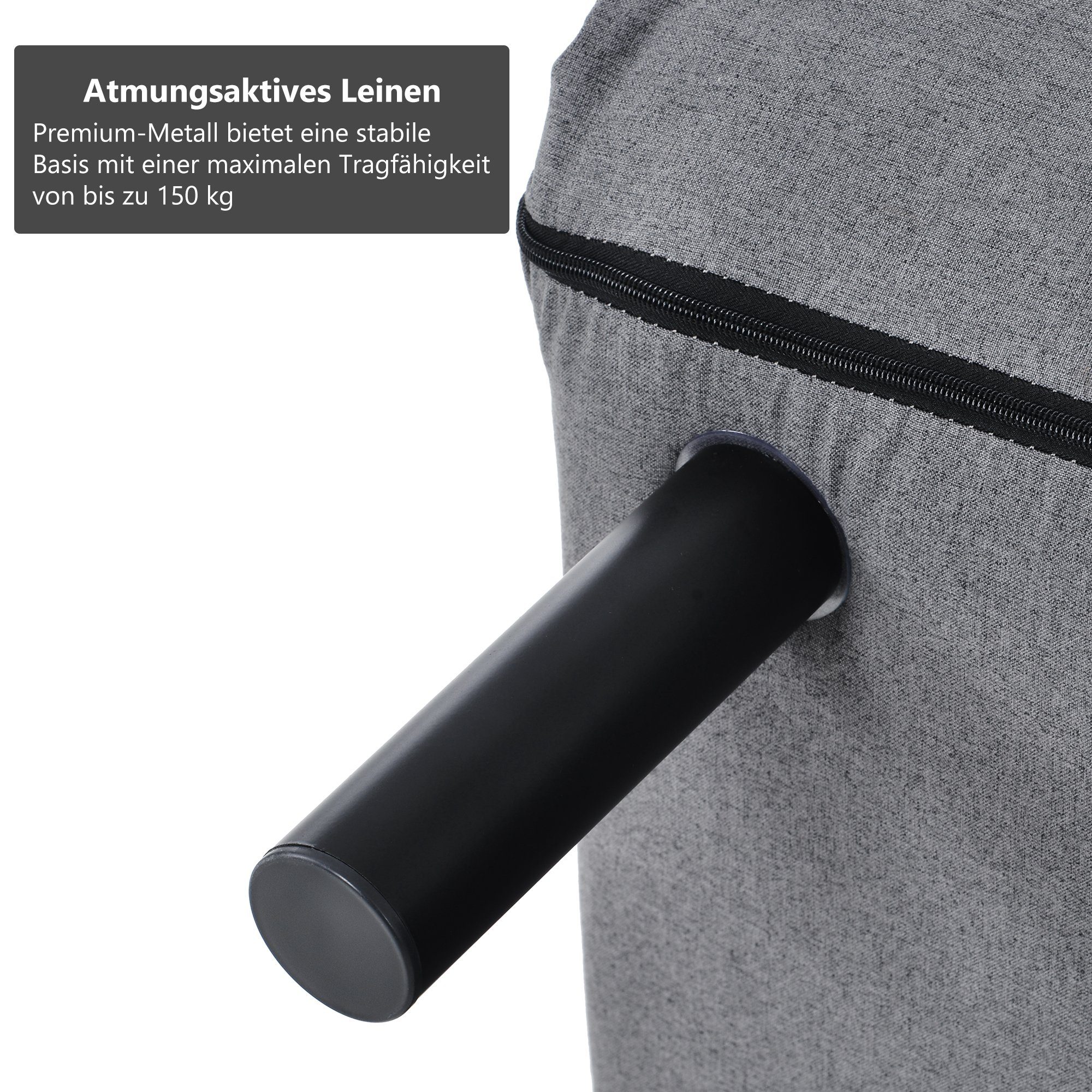 Daybett (Relaxsessel Sessel mit Schlaffunktion und Liegefunktion), Schlafsessel mit Armlehnen und Kissen, abnehmbarer Bezug aus Leinen