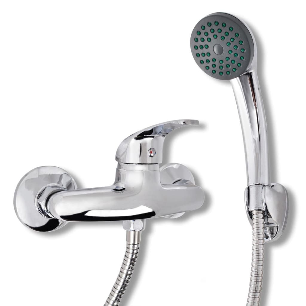 Duscharmatur Bad Dusche Mischbatterie Set Chrom Badewanne Armatur mit Duschbrause