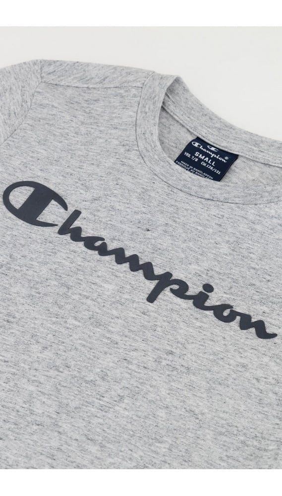 Champion T-Shirt (Baumwolle) Crew mit Logo-Schriftzug hellgrau Jungen