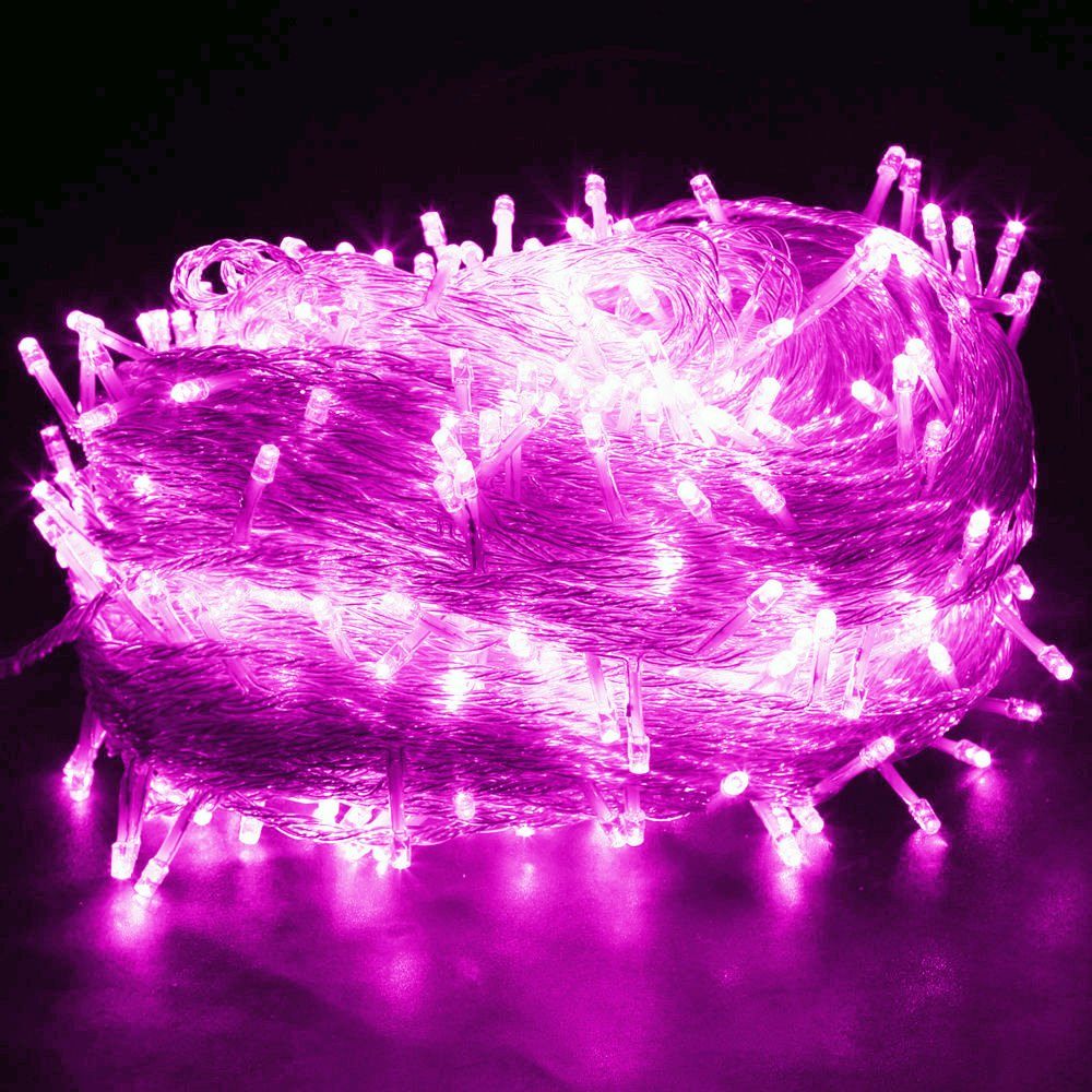 Rosnek LED-Lichterkette 10-100M, 8 Modi, wasserdicht, für Weihnachten Party Urlaub, Hochzeit Deko; Blau Rot Grün Rosa Lila Pink