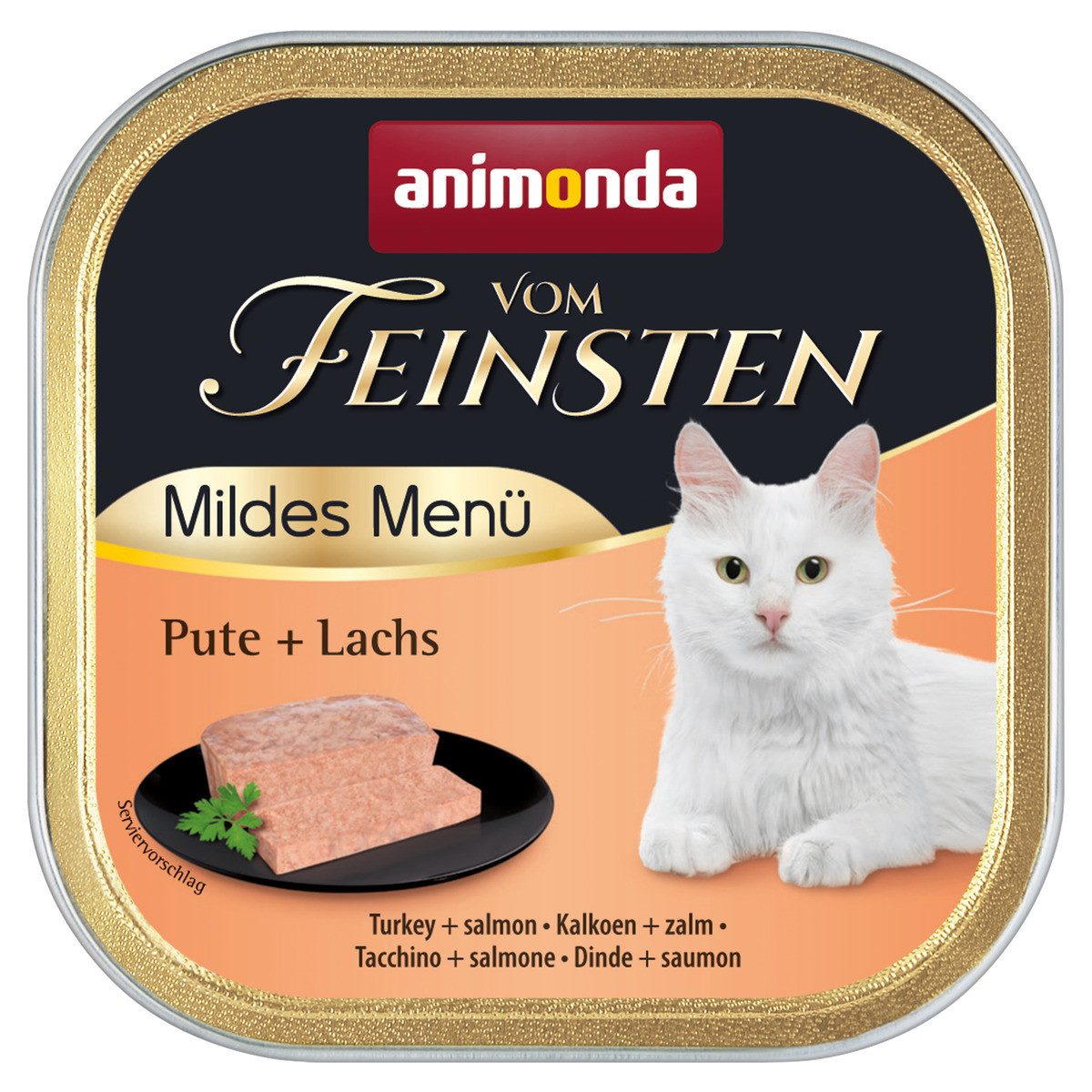 Animonda vom Feinsten Mildes Menue mit Pute & Lachs 100 g - 32 Stück, Nassfutter für: Katze
