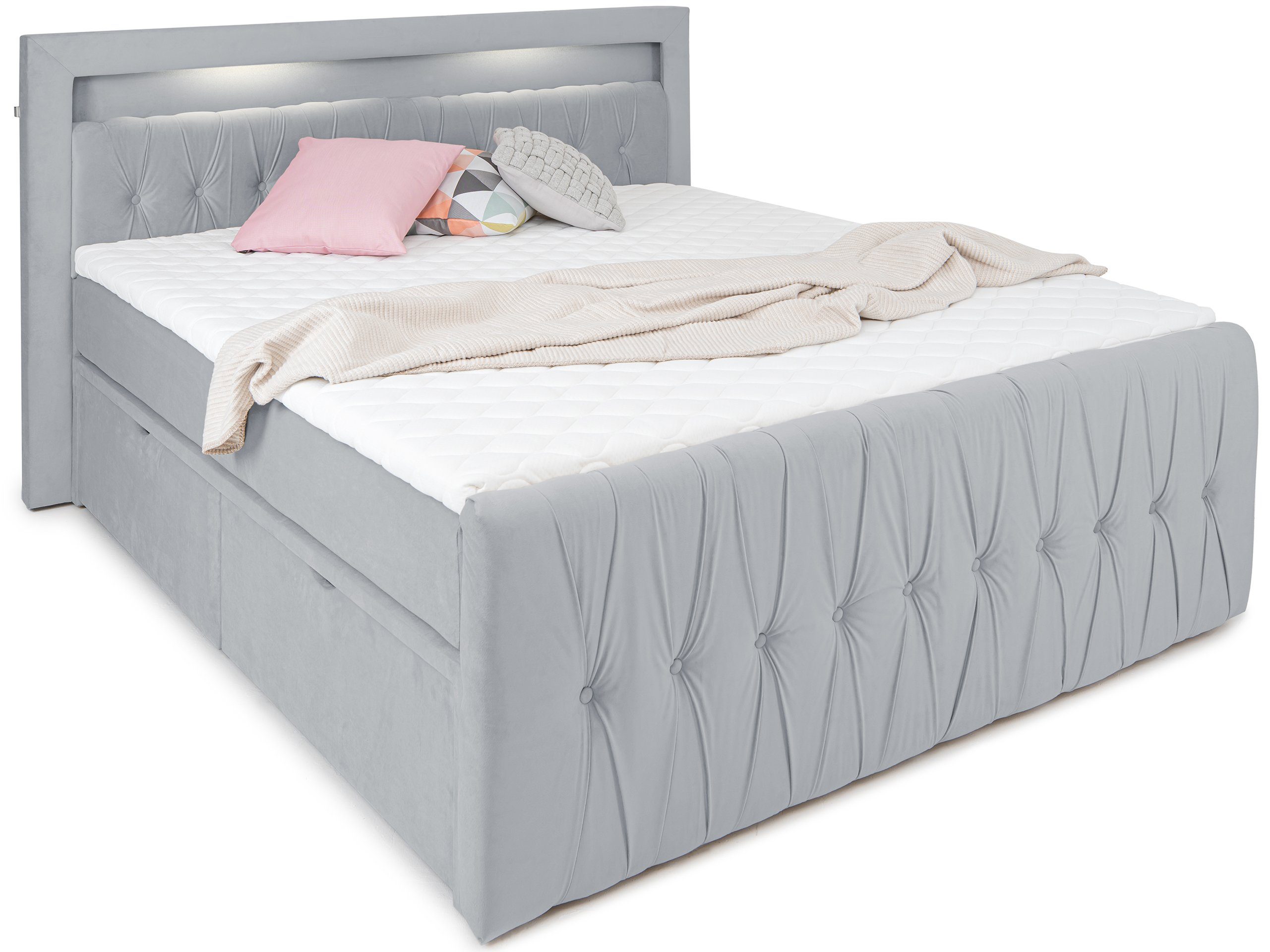 wonello Boxspringbett Valencia, mit LED-Beleuchtung und günstig online kaufen