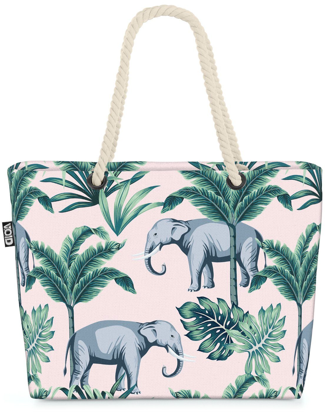 Palmen (1-tlg), Tropen-Wald Safari Wild-Tier Vintage Hawaii Elefanten Bag Beach Strandtasche VOID tropisch
