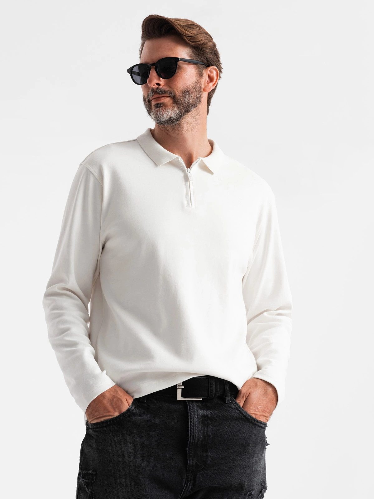 Longsleeve Herrenpolo Longsleeve mit Reißverschlusskragen