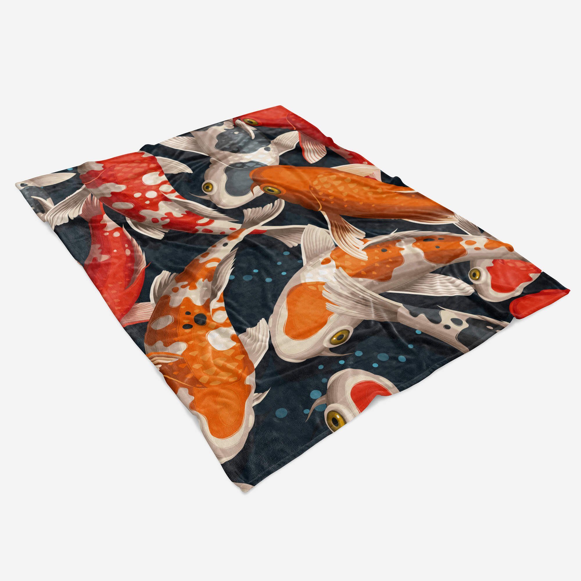 Kuscheldecke Handtuch Handtuch Sinus Handtücher mit Grafik, Fotomotiv Koi Art Baumwolle-Polyester-Mix Saunatuch Strandhandtuch (1-St), Fische