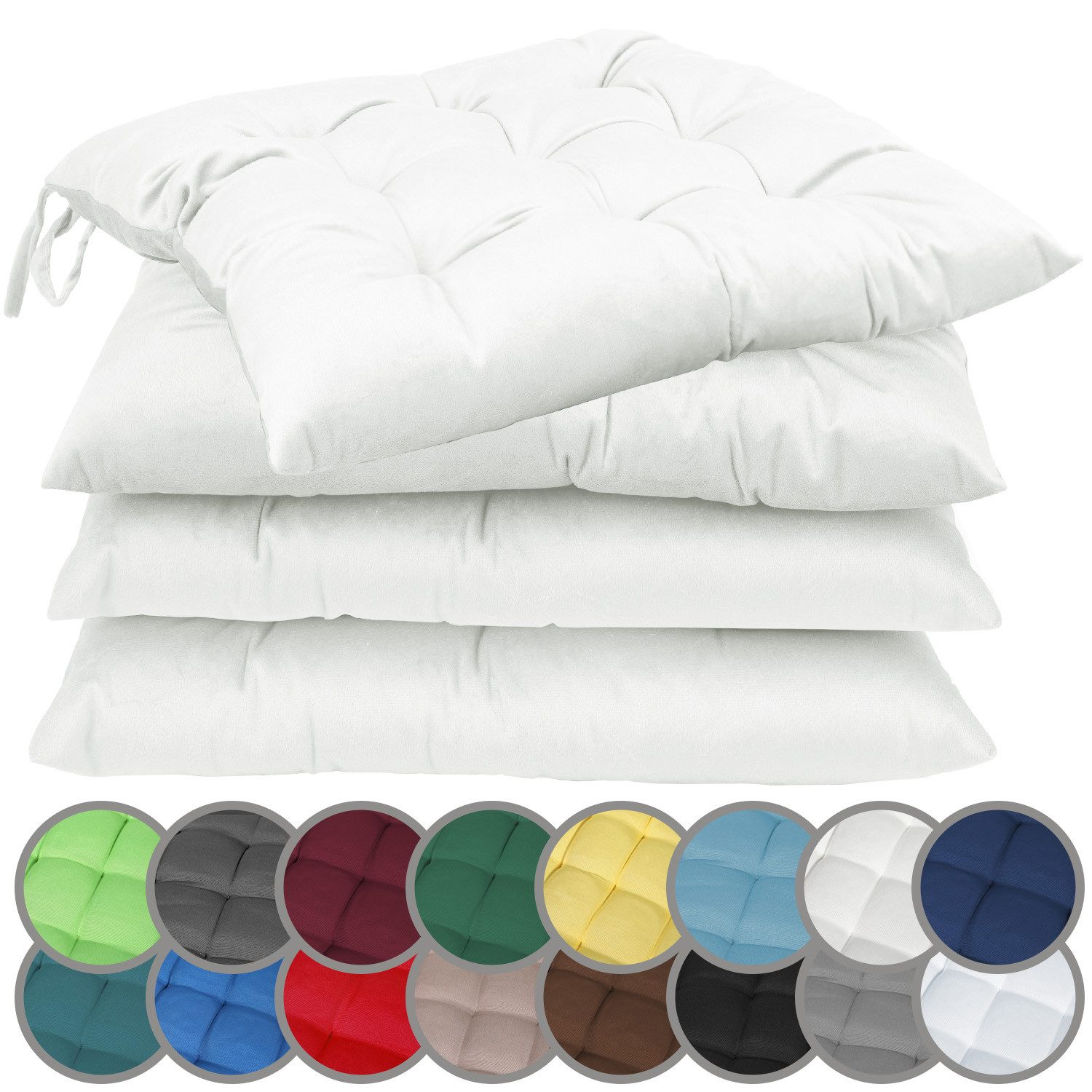 NatureMark Подушки 4er-Set Подушка для крісла 40x40cm mit Bändern, Sitzpolster Kissen 4er Pack, schadstoffgeprüft, Naturweiß