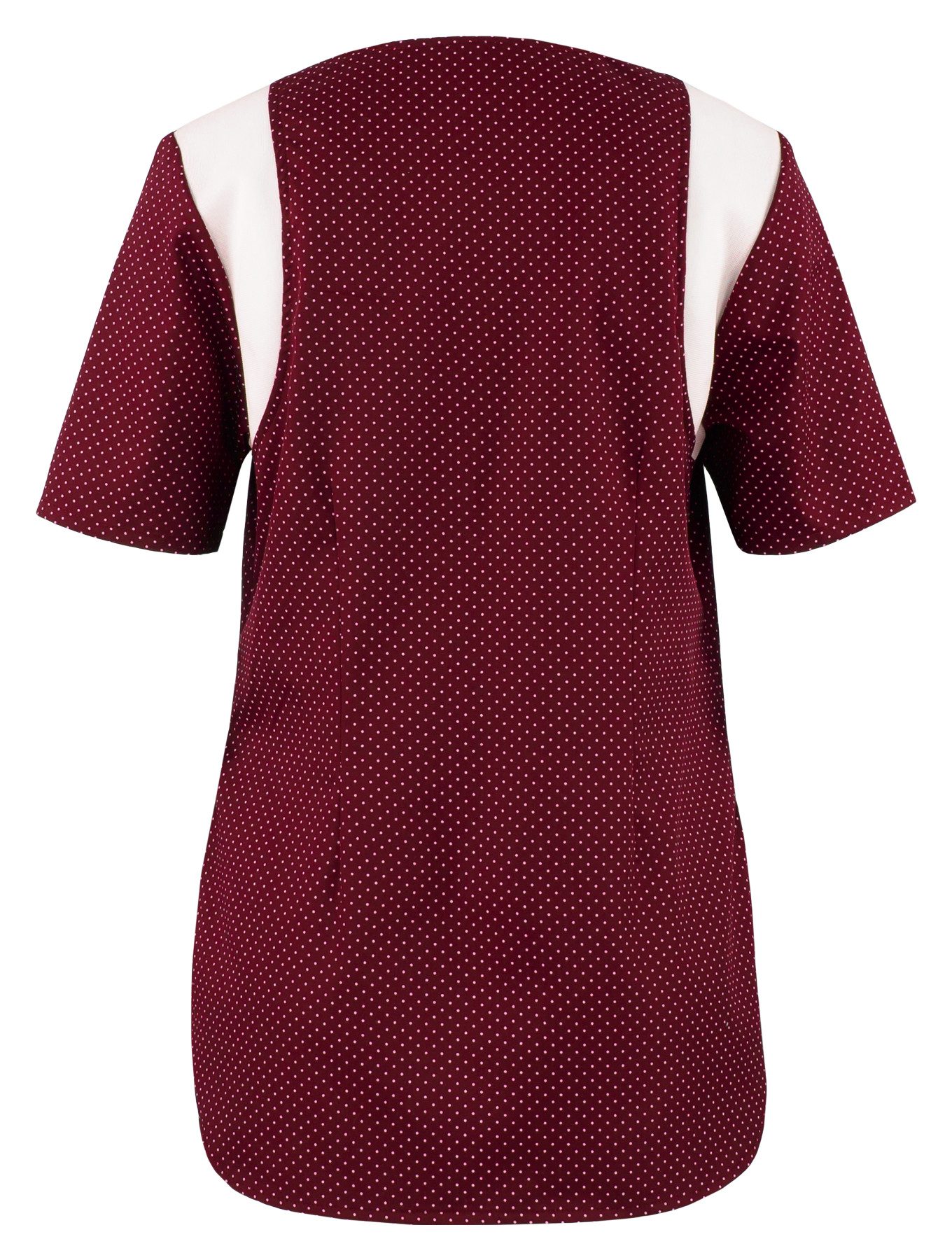 BEB Schlupfbluse beb MEDIZIN/PFLEGE Damen KASACK Kurzarm V-Neck Weinrot gepunktet