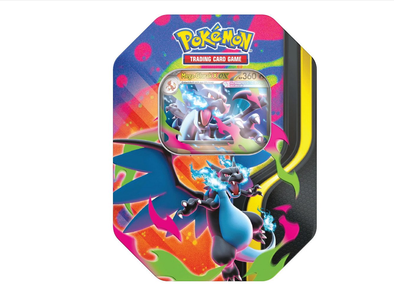 POKÉMON Sammelkarte Tin Box Mega-Glurak X Pokemon Sammel-Karten Kollektion deutsch