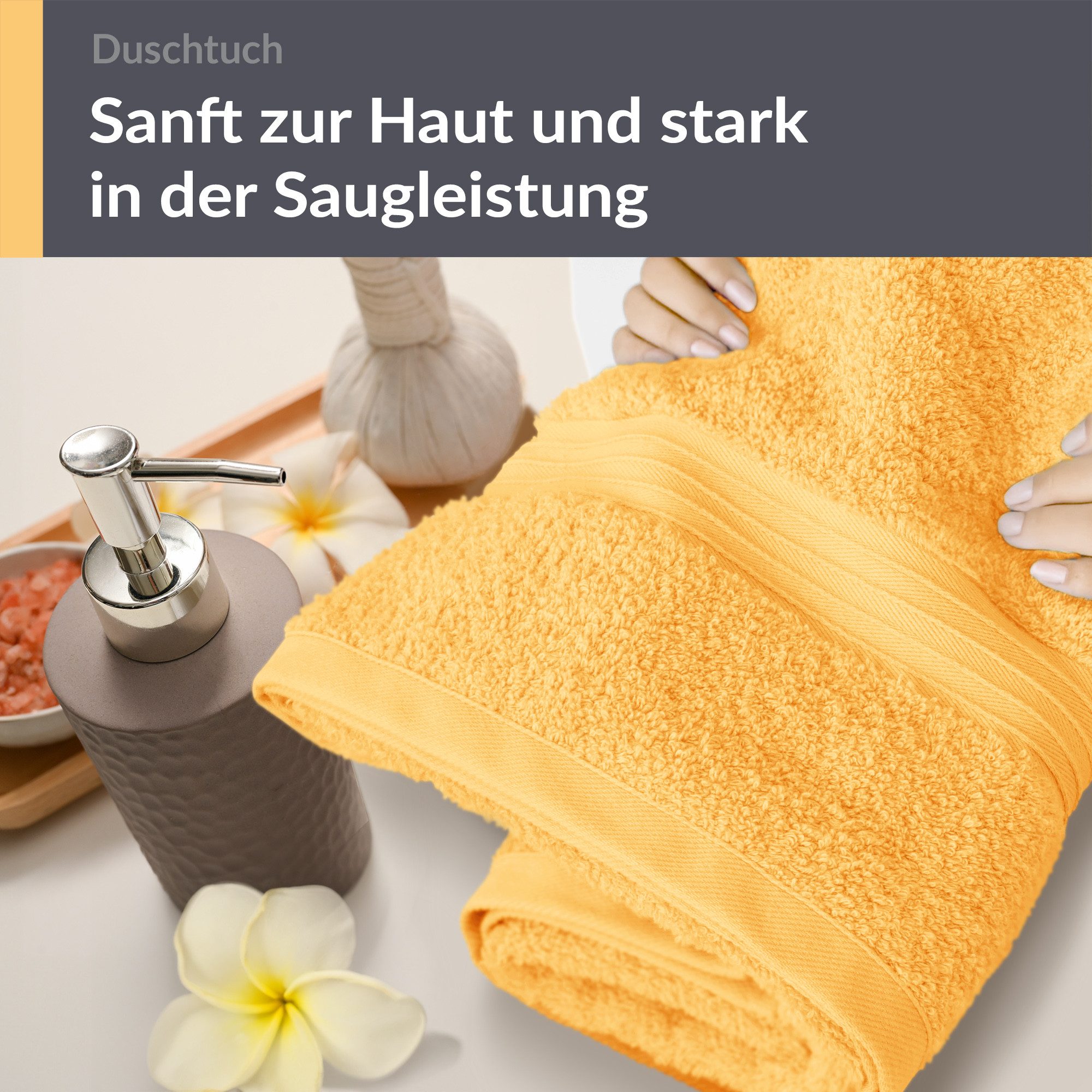 Lashuma Duschtuch - Badetuch Linz, Frottee (1-St), Gelbes Duschtuch 70x140 günstig online kaufen