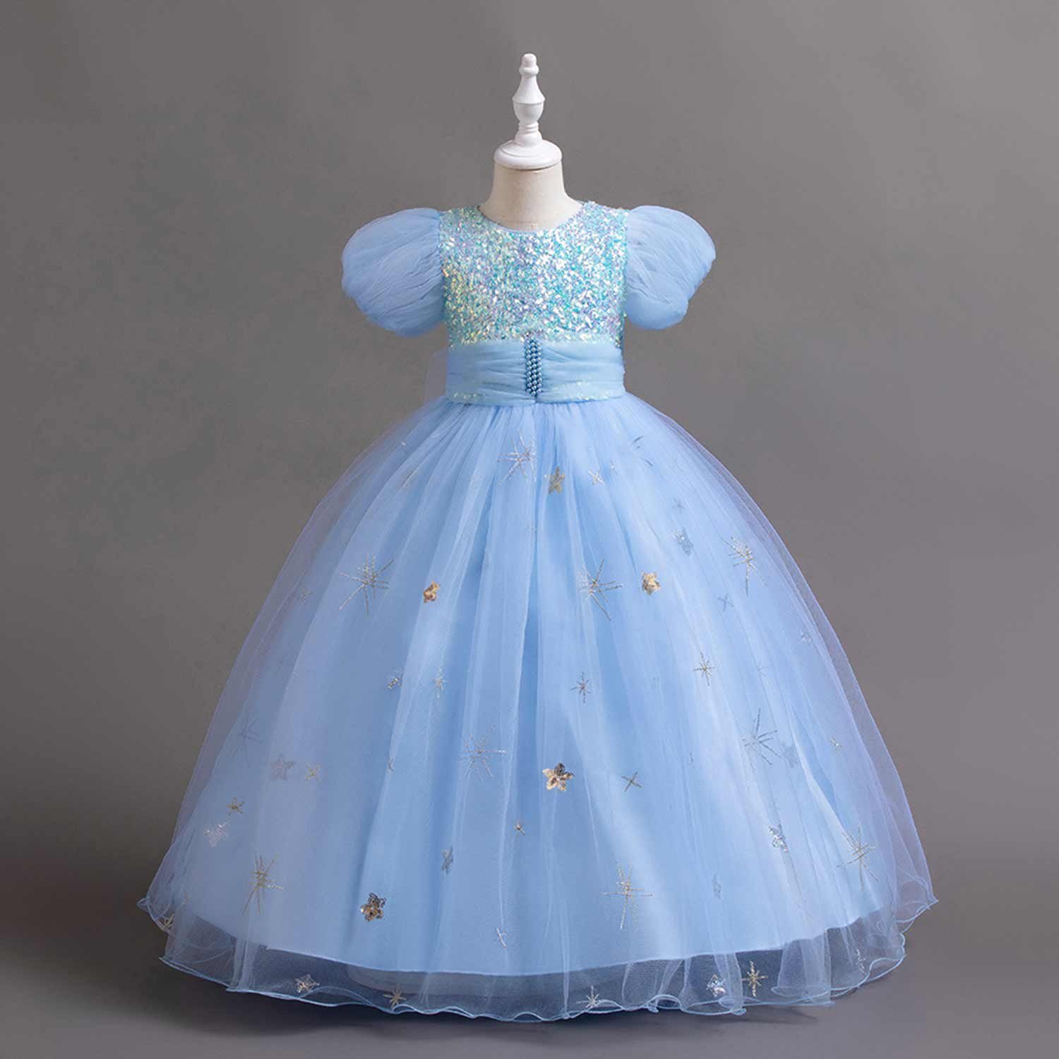 Blau Mädchen Geburtstagsparty Abendkleid Daisred Tüllkleider Prinzessinnenkleider