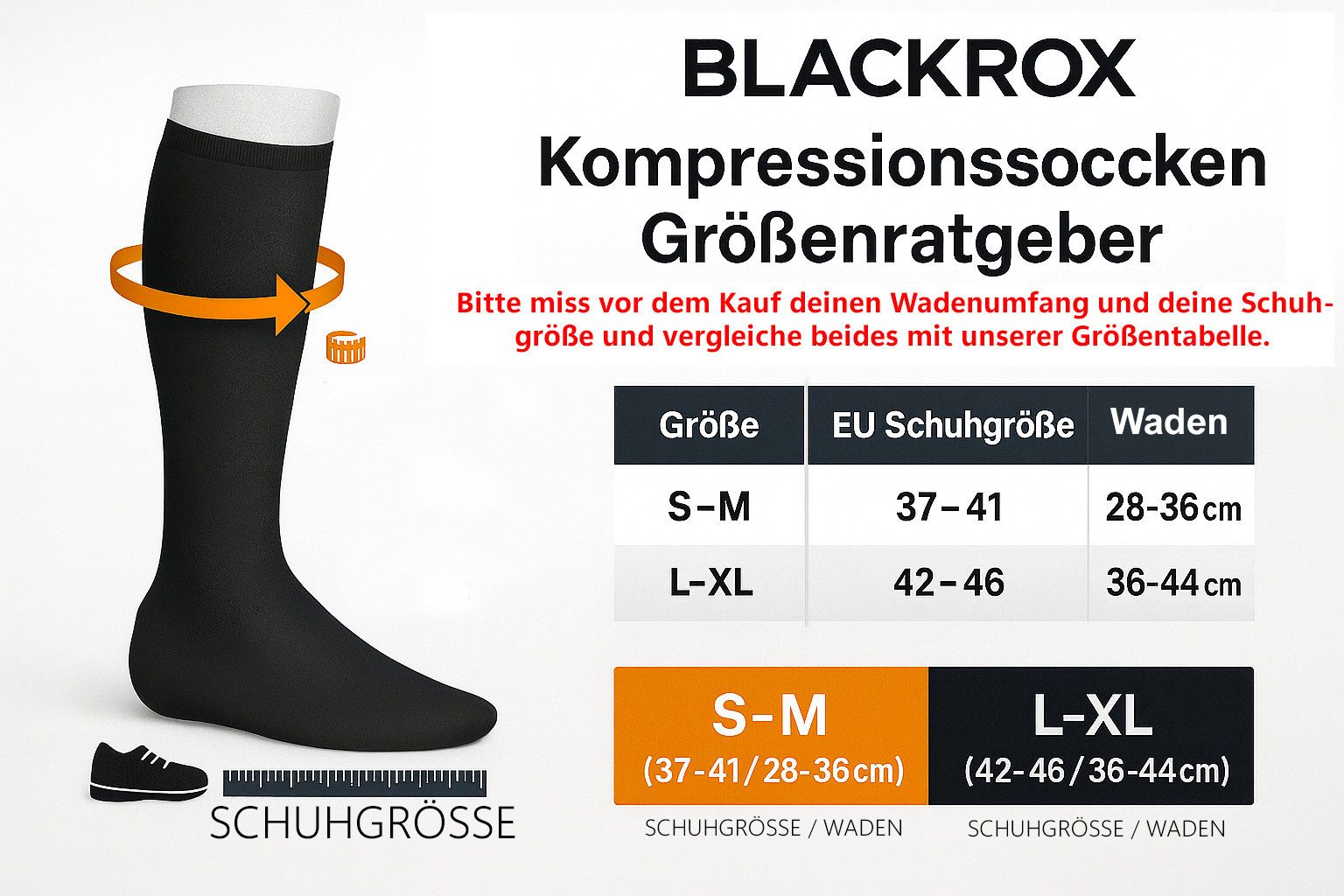 BLACKROX Kompressionsstrümpfe [Vergleichssieger 2026] RUNNERROX, Gr. S-XL, Damen und Herren Laufen – Bild 4 von 5