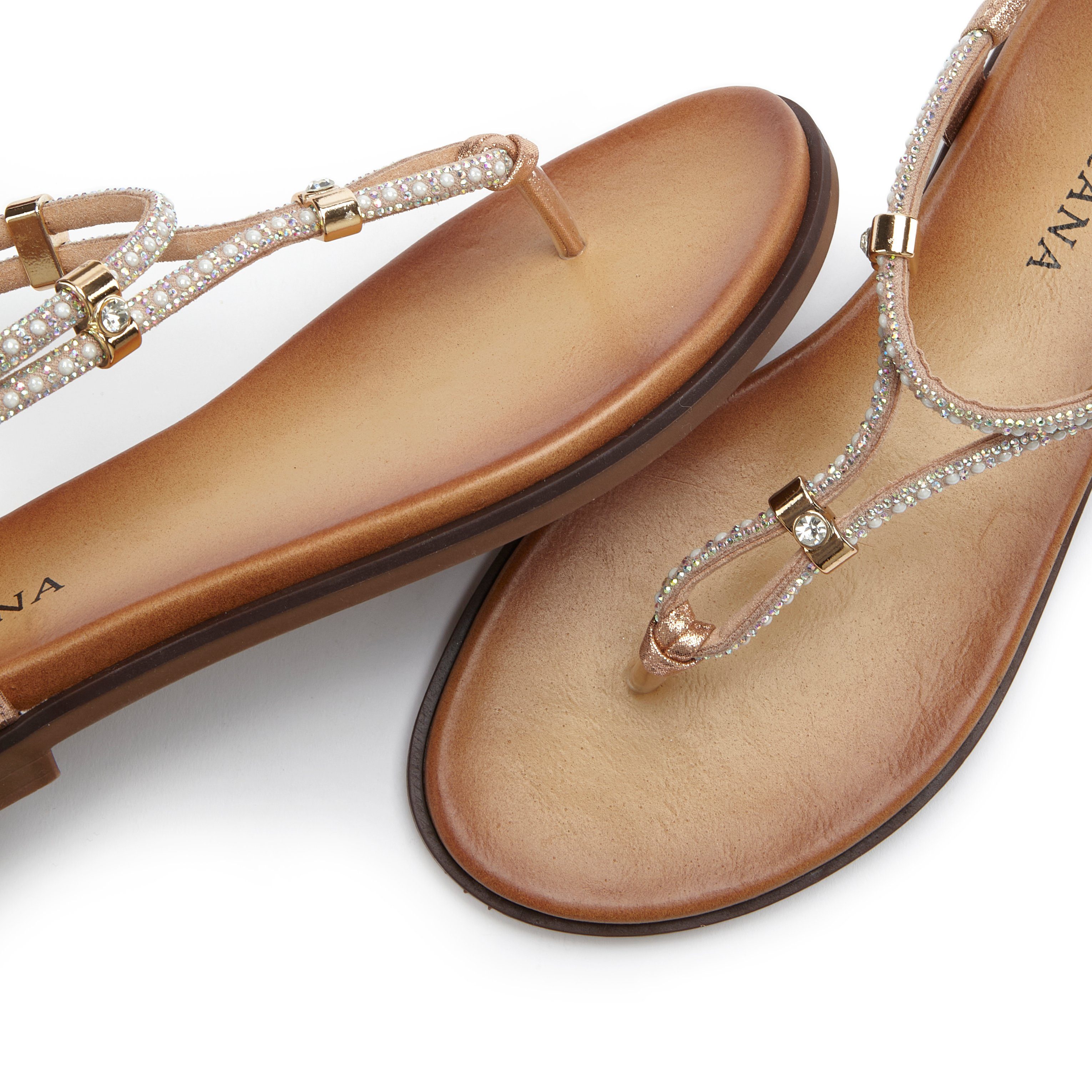 LASCANA Sandale, Sommerschuh, offener Schuh, Zehentrenner mit eleganten Schmucksteinchen VEGAN