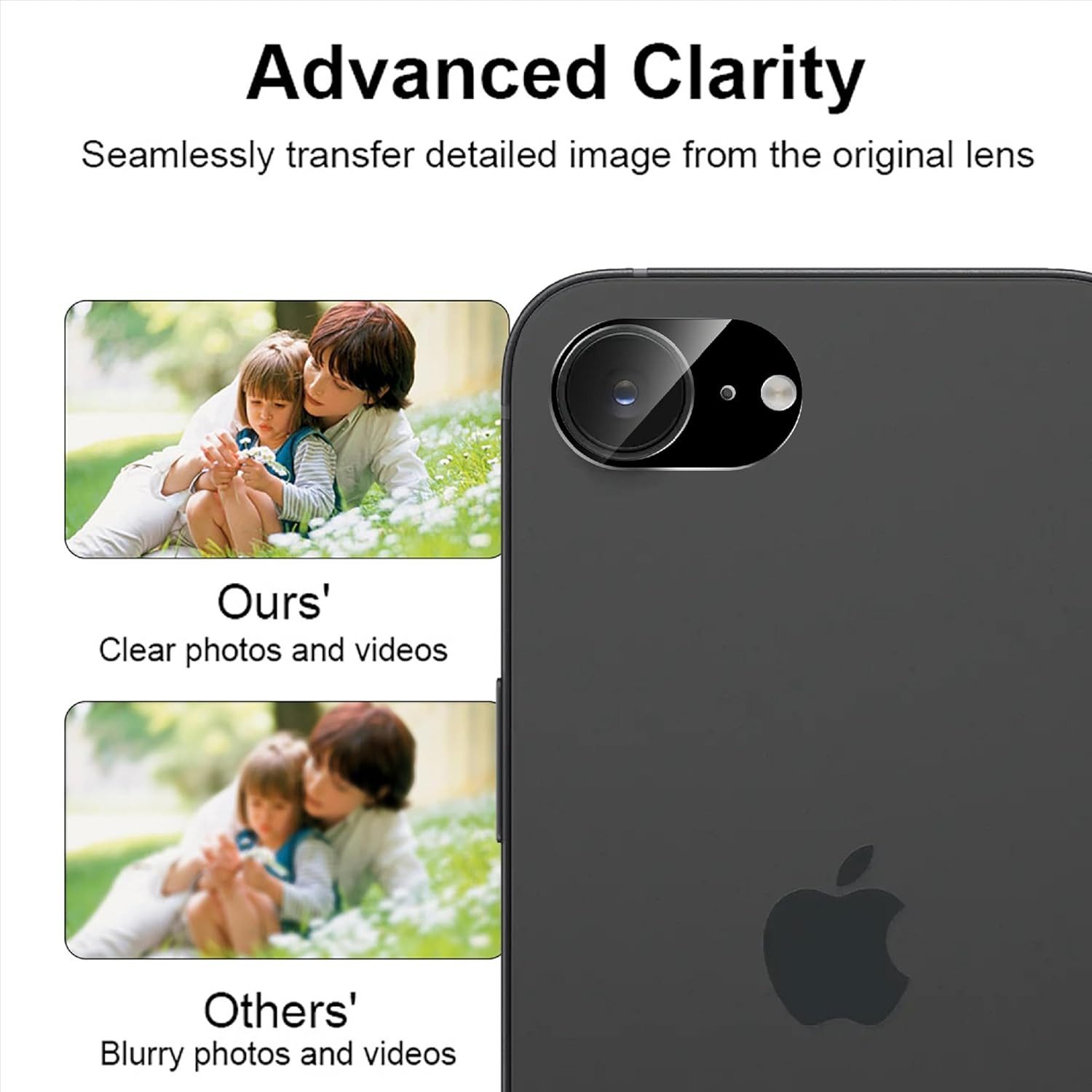 CLM-Tech Displayschutzglas für iPhone 16e Panzerfolie 2X Kameraschutz für iPhone 16e, 4er Set Kameraglas Panzerglas Displayschutz 9H Glas Folie, 4 Stück, Anti-Fingerabdruck und blasenfrei Anbringung