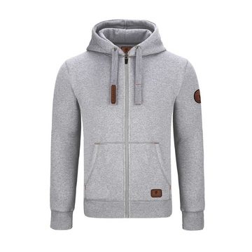 O'Poppy Jogginganzug Herren Lederpatch lightgrey (2-tlg), mit Kapuze, Eingriffstaschen und Lederpatches