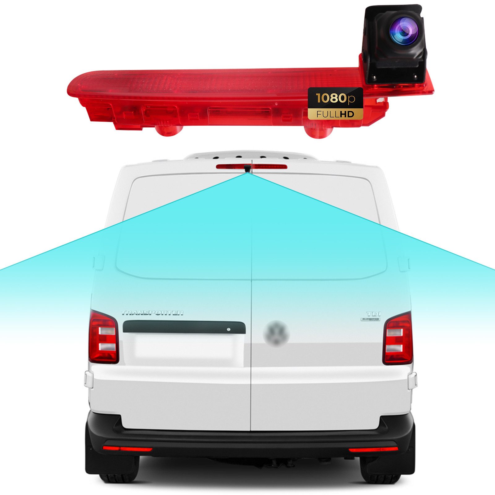A-Sure Rückfahrkamera 3rd.Bremsleuchte Für VW T5 T6 Transporter Doppel Türen Rückfahrkamera (AHD, 1080P HD/1920*1080/IP67/170° Weitwinkel)
