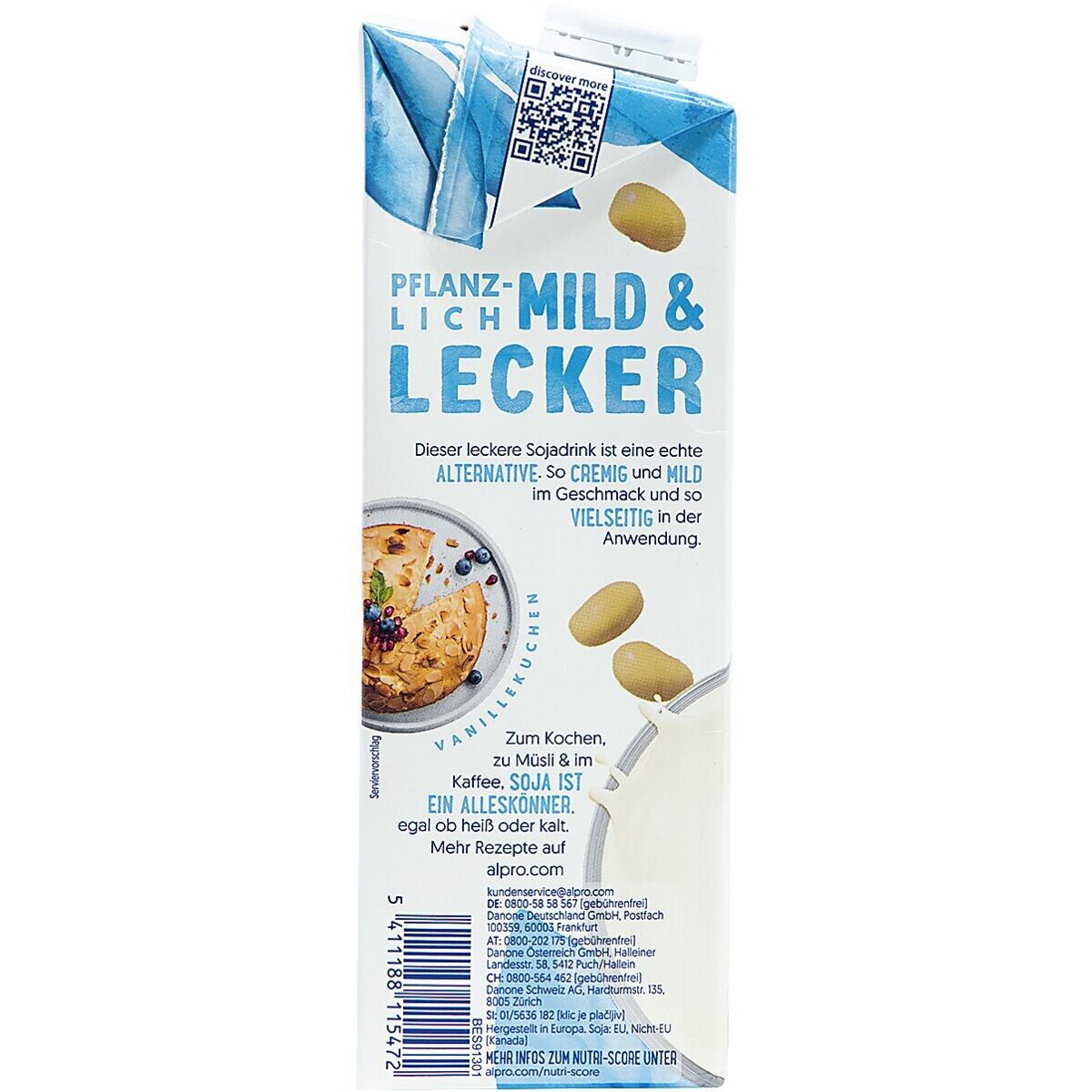 Alpro Pflanzenmilch Soya Original, 1 Liter, Milchalternative / Sojadrink