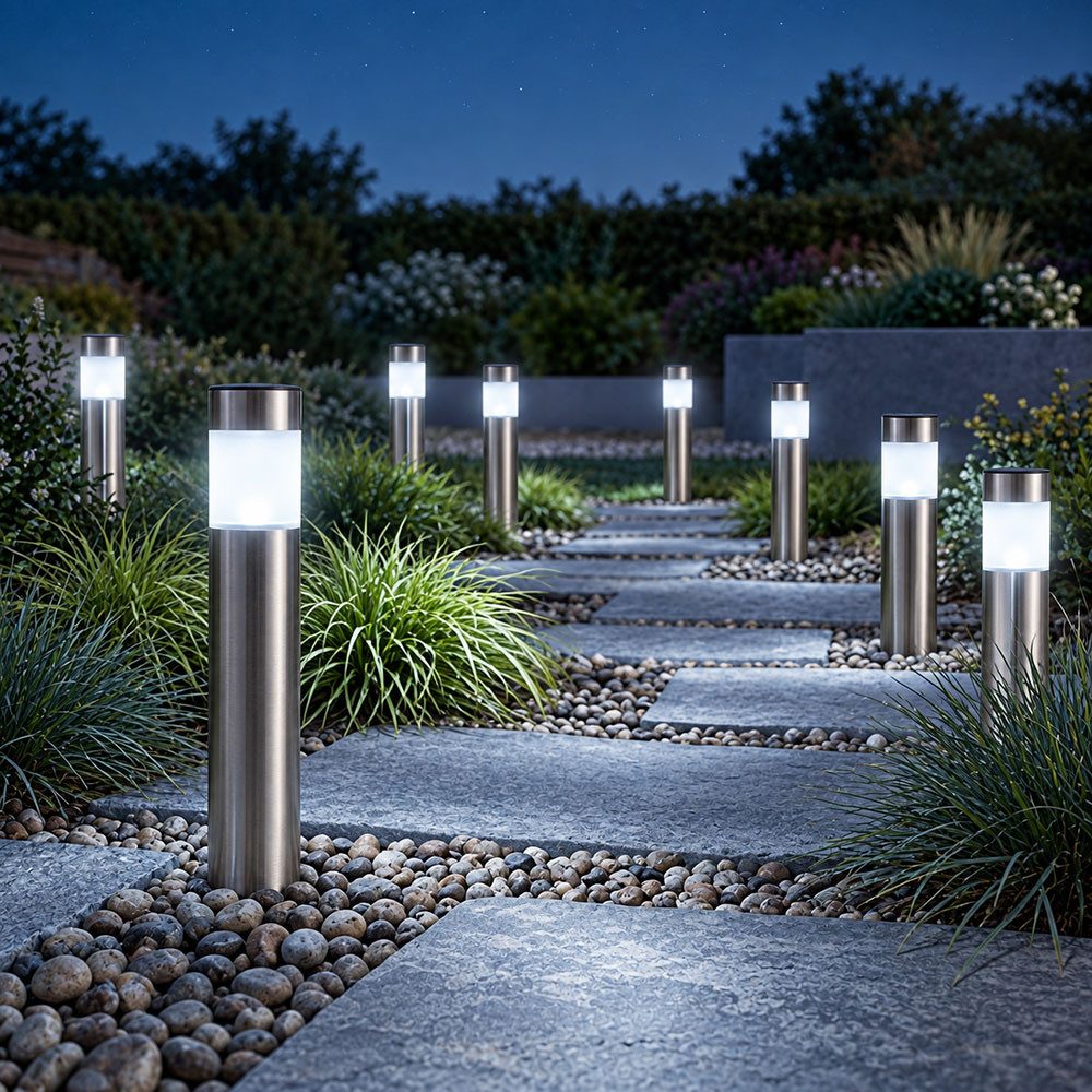 GLOBO LIGHTING LED Gartenleuchte, LED-Leuchtmittel fest verbaut, 8er Set LED Solar Steck Leuchten Garten Weg Außen Beleuchtung IP44