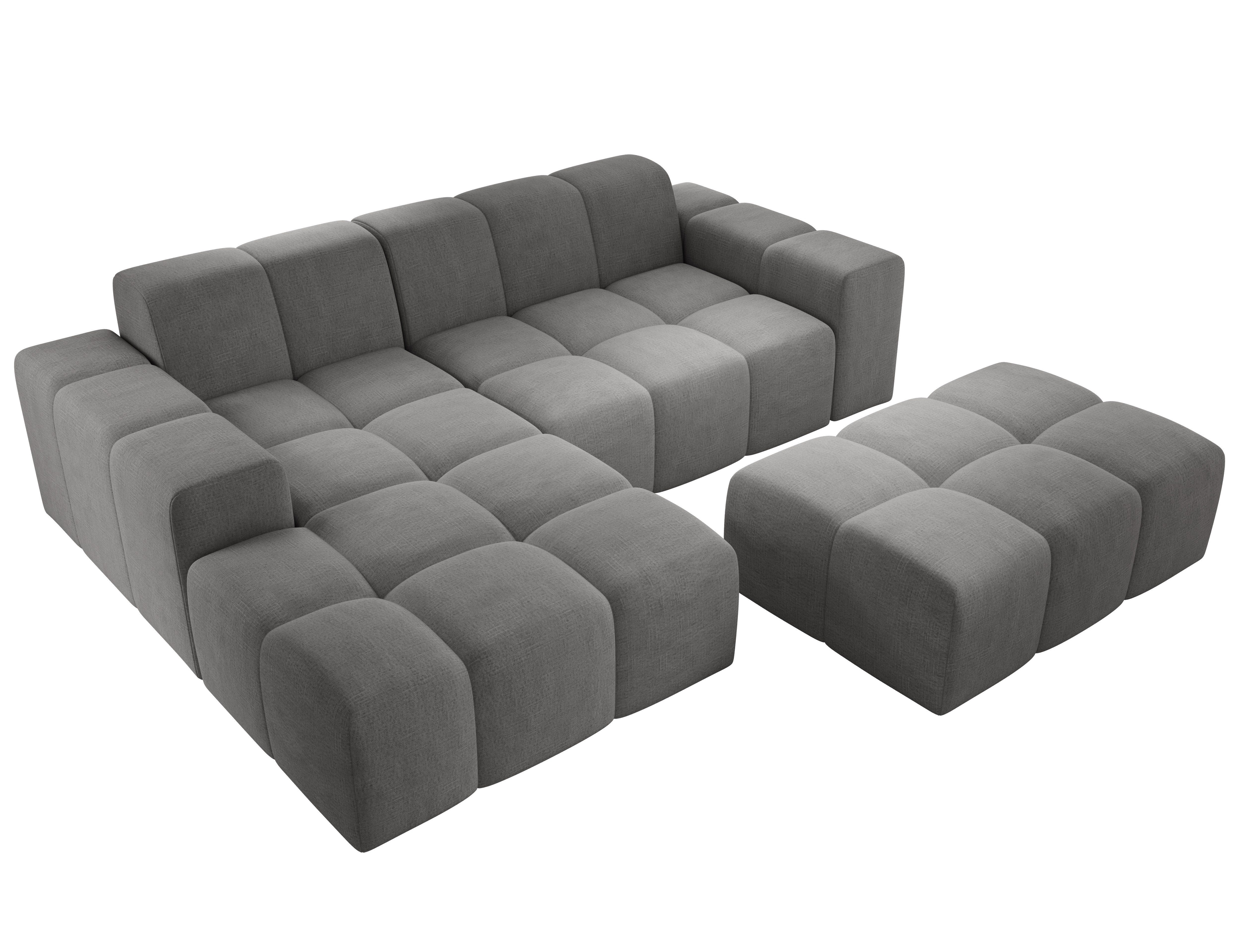 PROMETO Möbel Ecksofa Sofa mit Hocker, Couch L-Form Veloursstoff Fogo günstig online kaufen