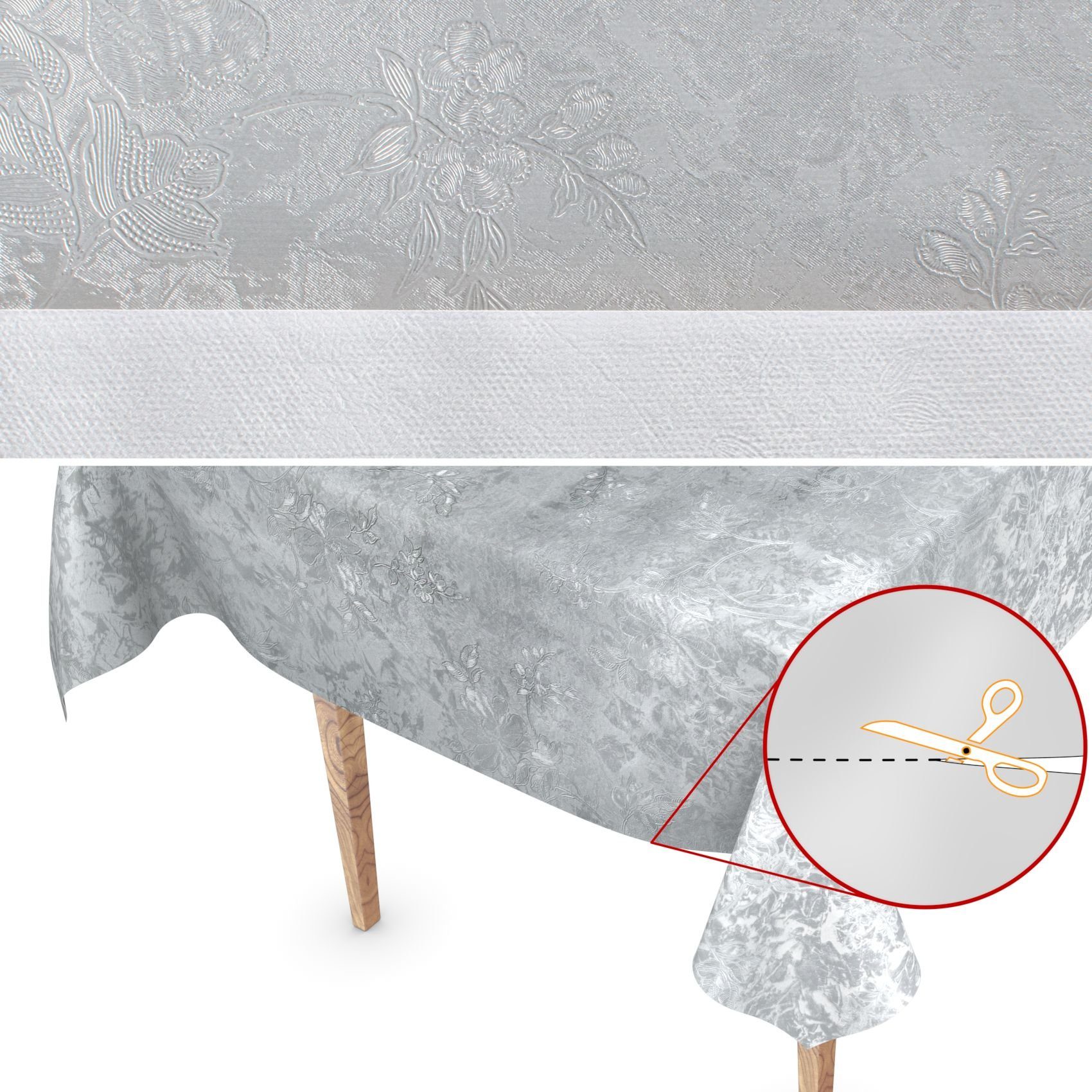 ANRO Tischdecke Breite Wasserabweisend Einfarbig Grau Robust Wachstuch Glatt 140, Tischdecke