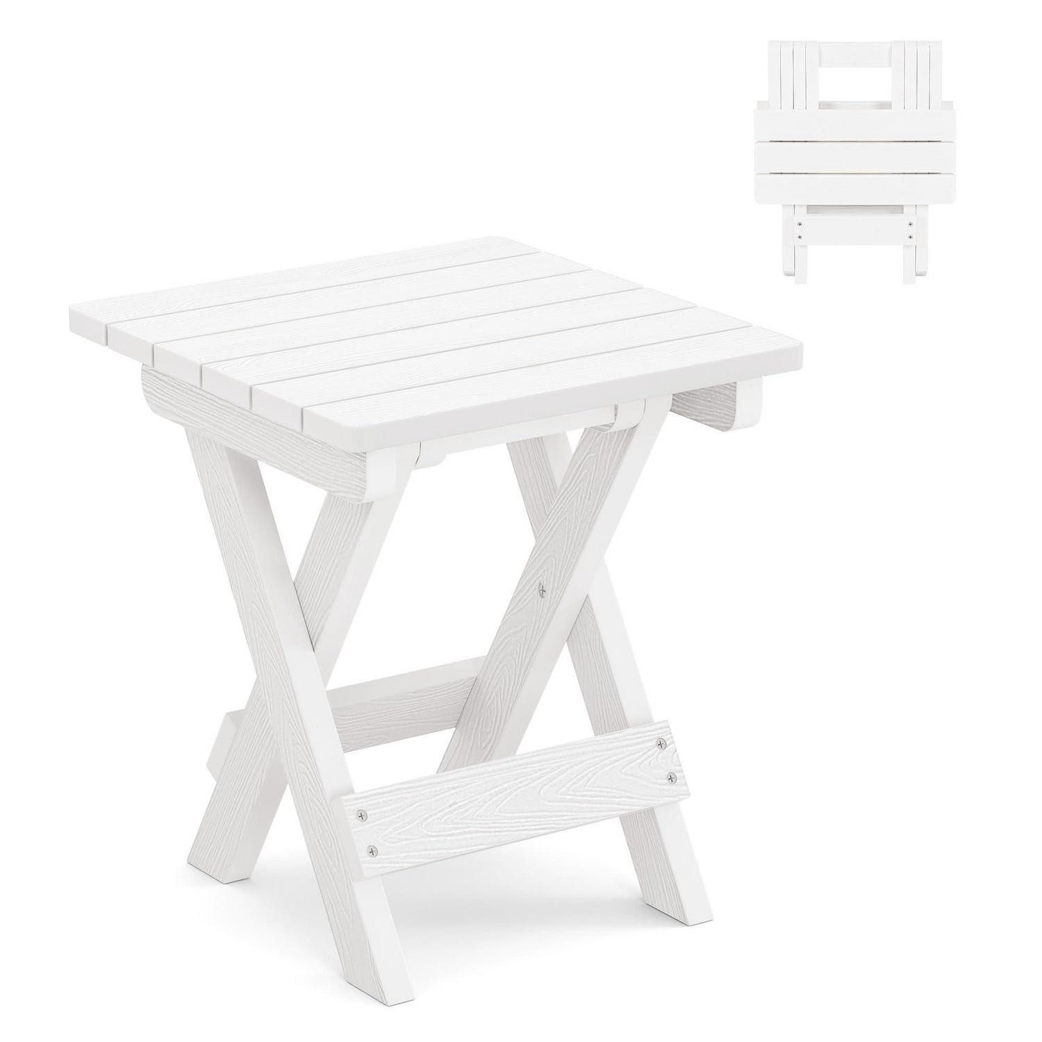 LuxusKollektion Beistelltisch Beistelltisch Klappbar Wetterfest HDPS Weiss (1-St)