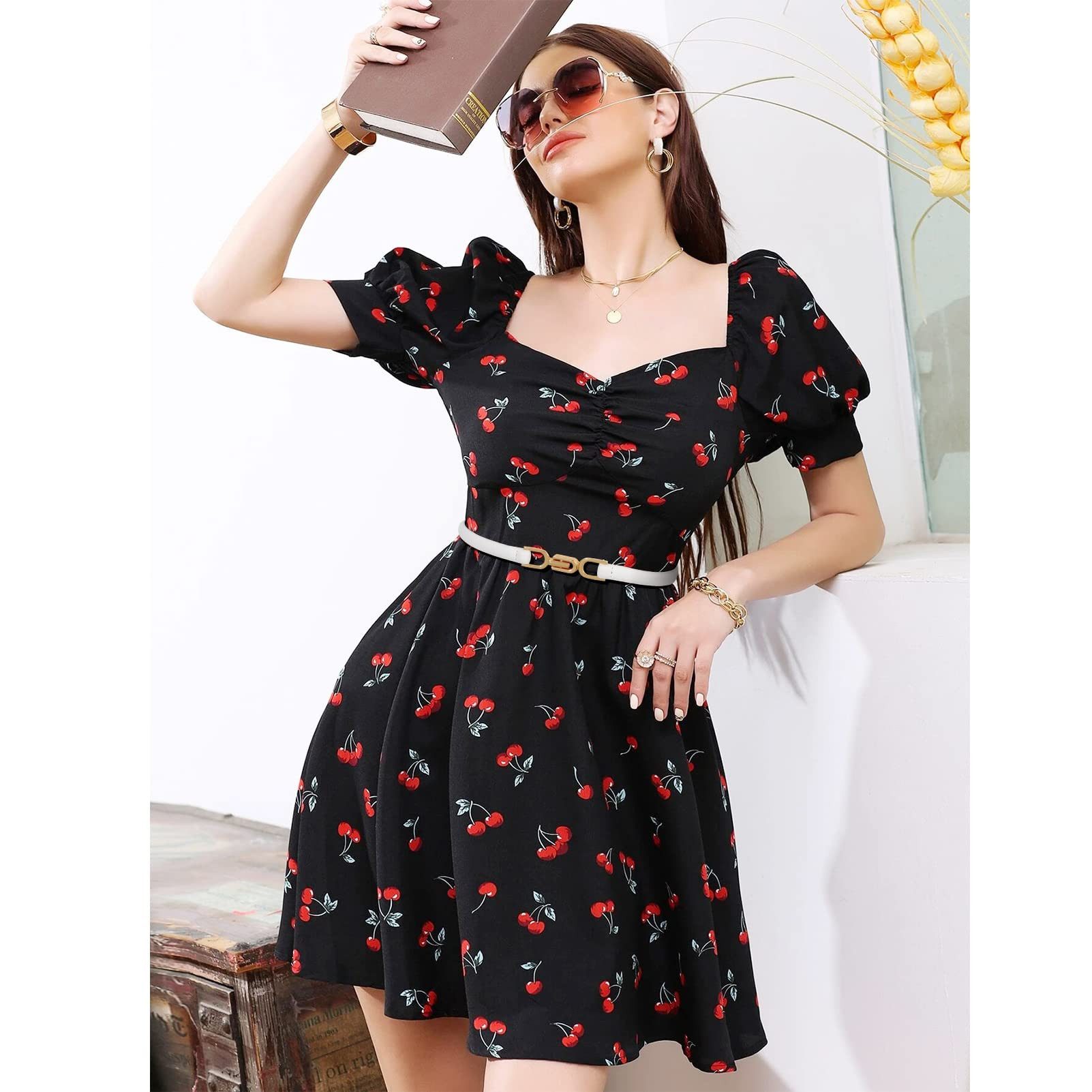 Bwecuy Taillengürtel Schmaler Taillengürtel für Damen Verstellbarer dünner Gürtel Schmaler Ledergürtel mit Gold metallschnalle für Kleid – Bild 2 von 5