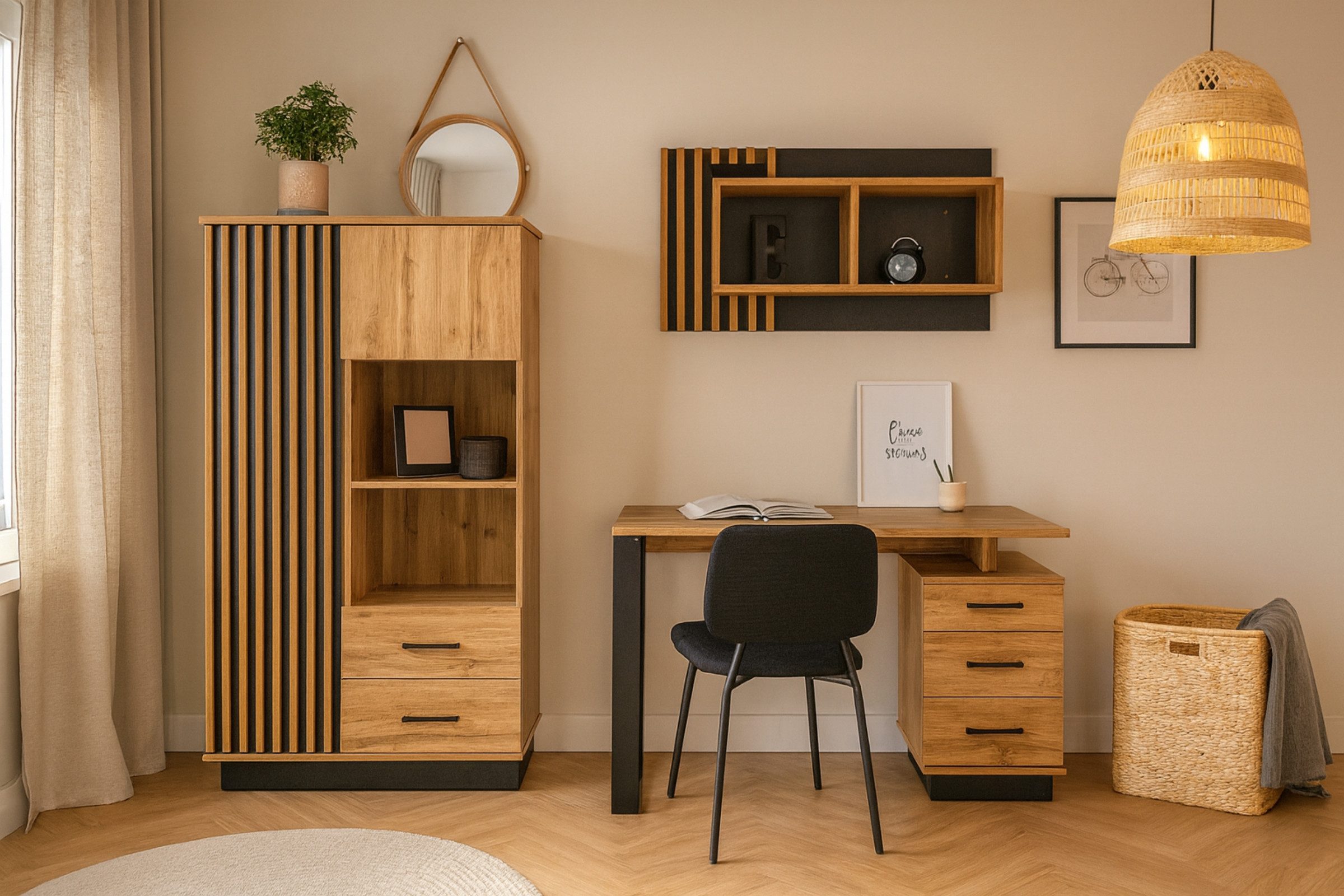 Deine Möbel 24 Schreibtisch LAMI 8 Kinderschreibtisch 135 cm mit 3 Schubladen & 2 Fächern (Stil: Loft / Industrial / Scandi, 1-St., LAMI - Kollektion), Bürotisc – Bild 5 von 5