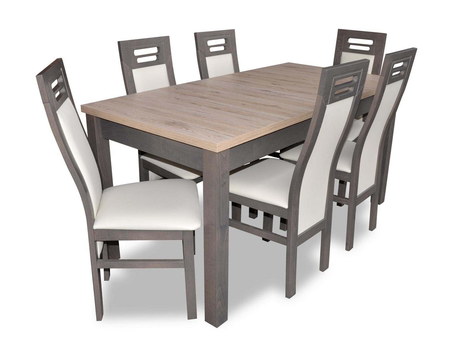 JVmoebel Essgruppe, Designer Möbel Holz Tisch Sitz Ess Zimmer 6x Stühle 7tlg. Set Garnitur Neu