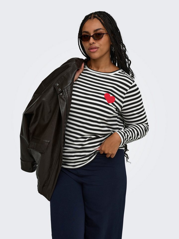 ONLY CARMAKOMA Langarmshirt CARBODIL L/S O-NECK BLOUSE JRS Materialmix, slim fit
