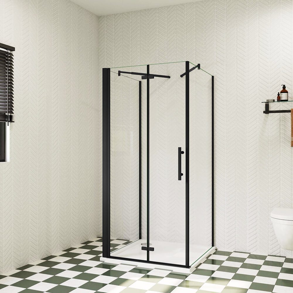 duschspa Komplettdusche 195cm schwarz U-Form Duschkabine ESG Falttür Scharn günstig online kaufen