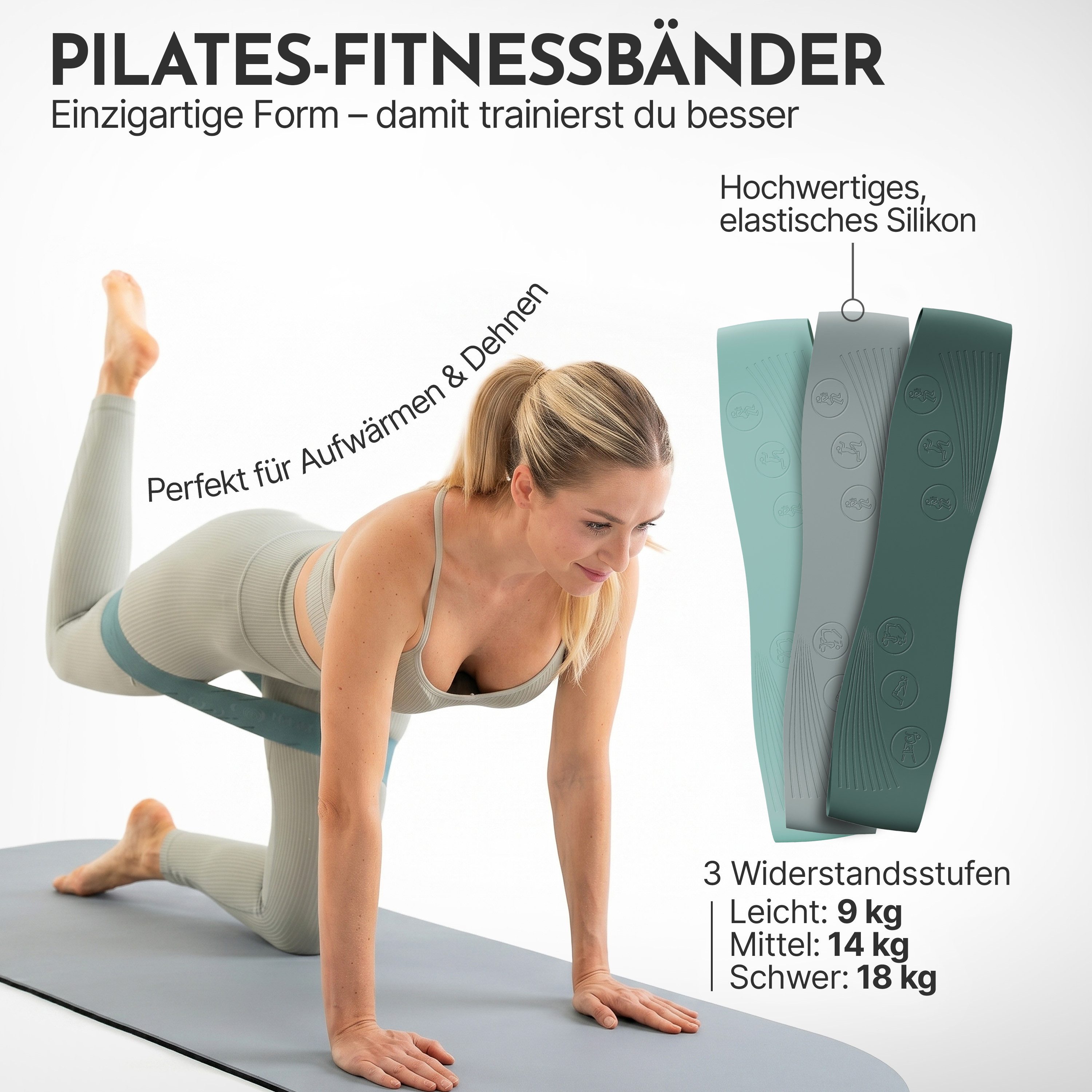 NEOLYMP Pilates-Ring Pilates Set für Zuhause – Pilates Ball, Pilates Ring & Gewichte (Pilates Essential Kit Damen & Anfänger - Home Pilates), Pilates Zubehör Set – inkl. Pilates Bänder, 1kg Hanteln & E-Book