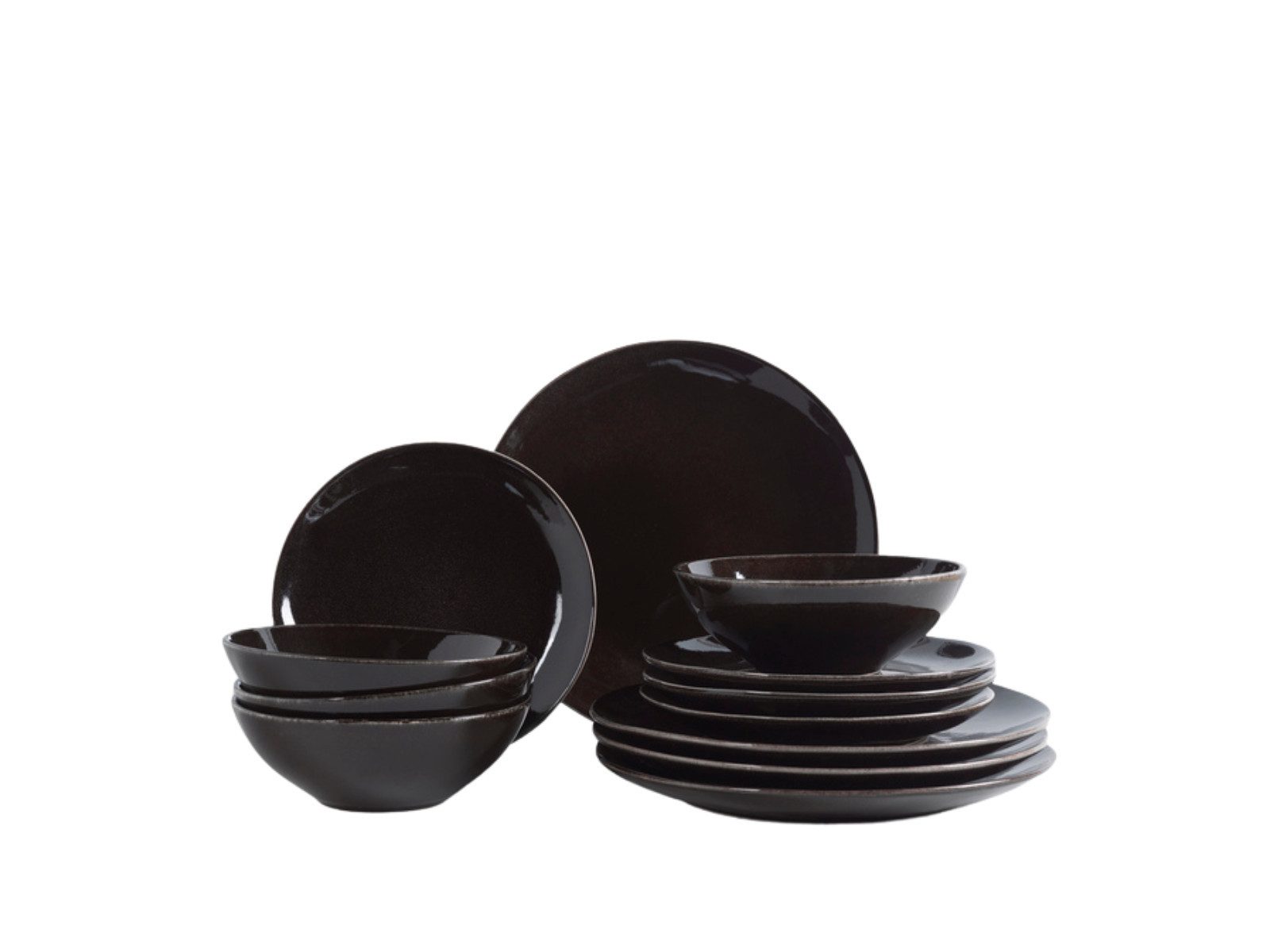 Broste Copenhagen Geschirr-Set Copenhagen Nordic Coal Geschirrset mittag für Vier, Steinzeug, Nordic Coal Geschirsets mittag für vier